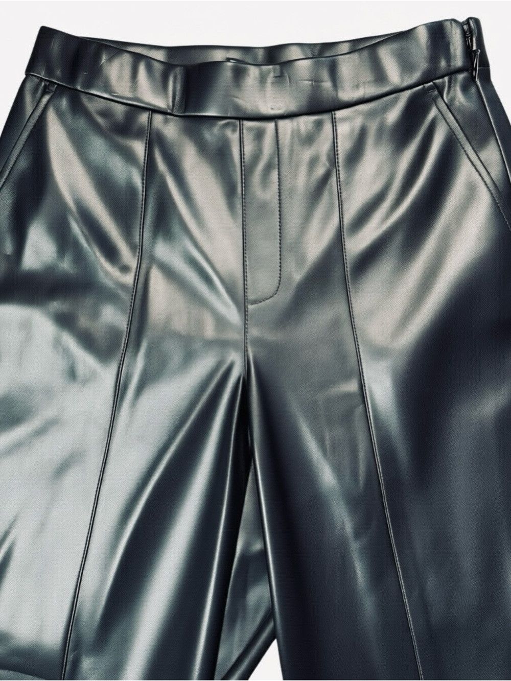Bcbgmaxazria NWT New $228 BCBGMaxAzria High-Rise Cropped Black Faux Leat Size 26" / US 2 / IT 38 - 6 Thumbnail