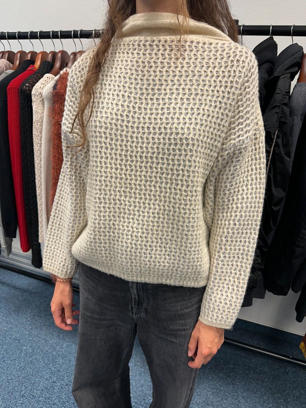 Marithe + Francois Girbaud Marithé + François Girbaud 1980 Mesh Wool Knit Sweater Cream Size S / US 4 / IT 40 - 2 Thumbnail