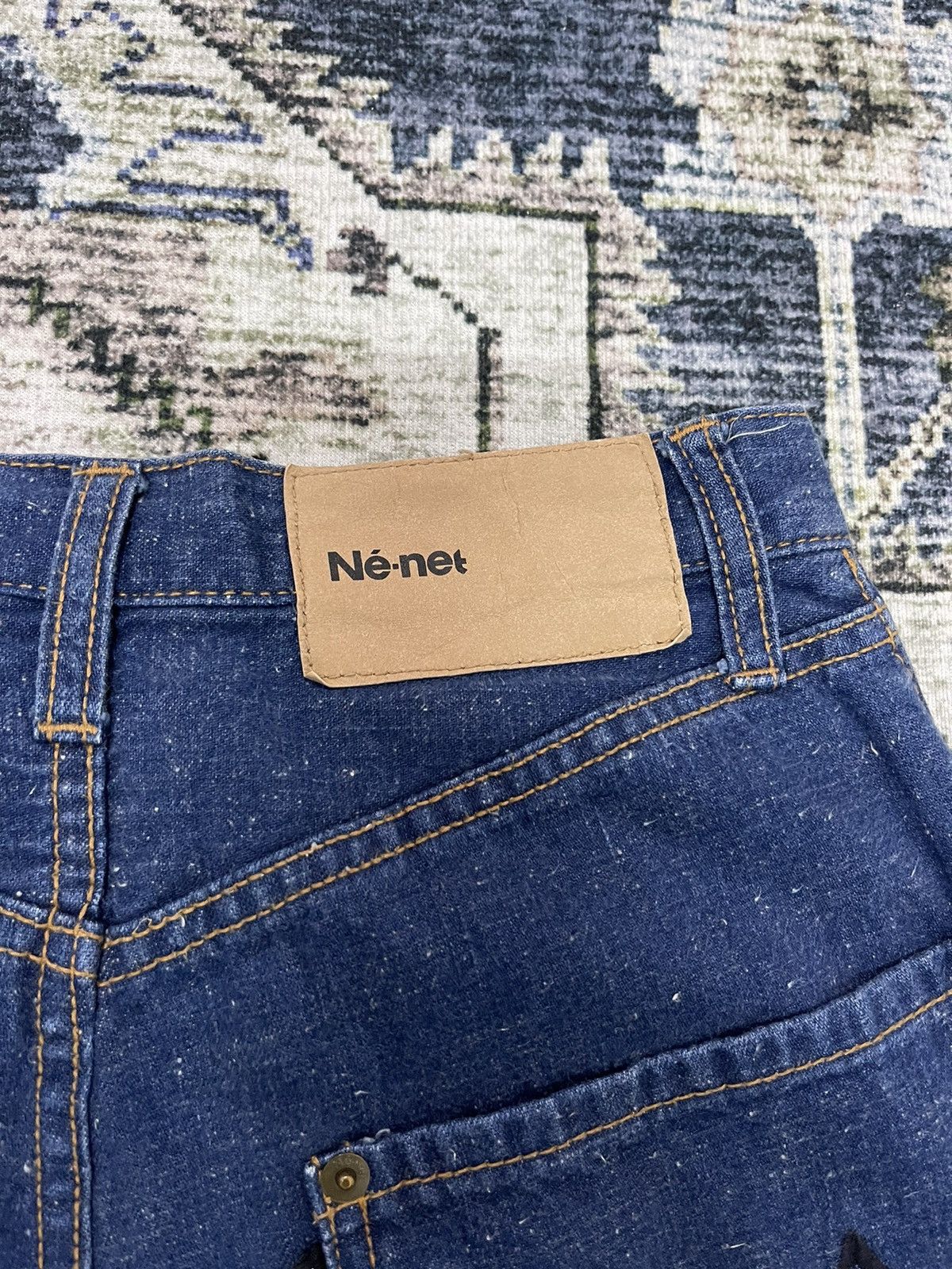 Issey Miyake × Japanese Brand × Ne-Net VINTAGE NE-NET BIG LOGO PATERN DARK BLUE PANTS VERY RARE Size US 28 / EU 44 - 5 Thumbnail