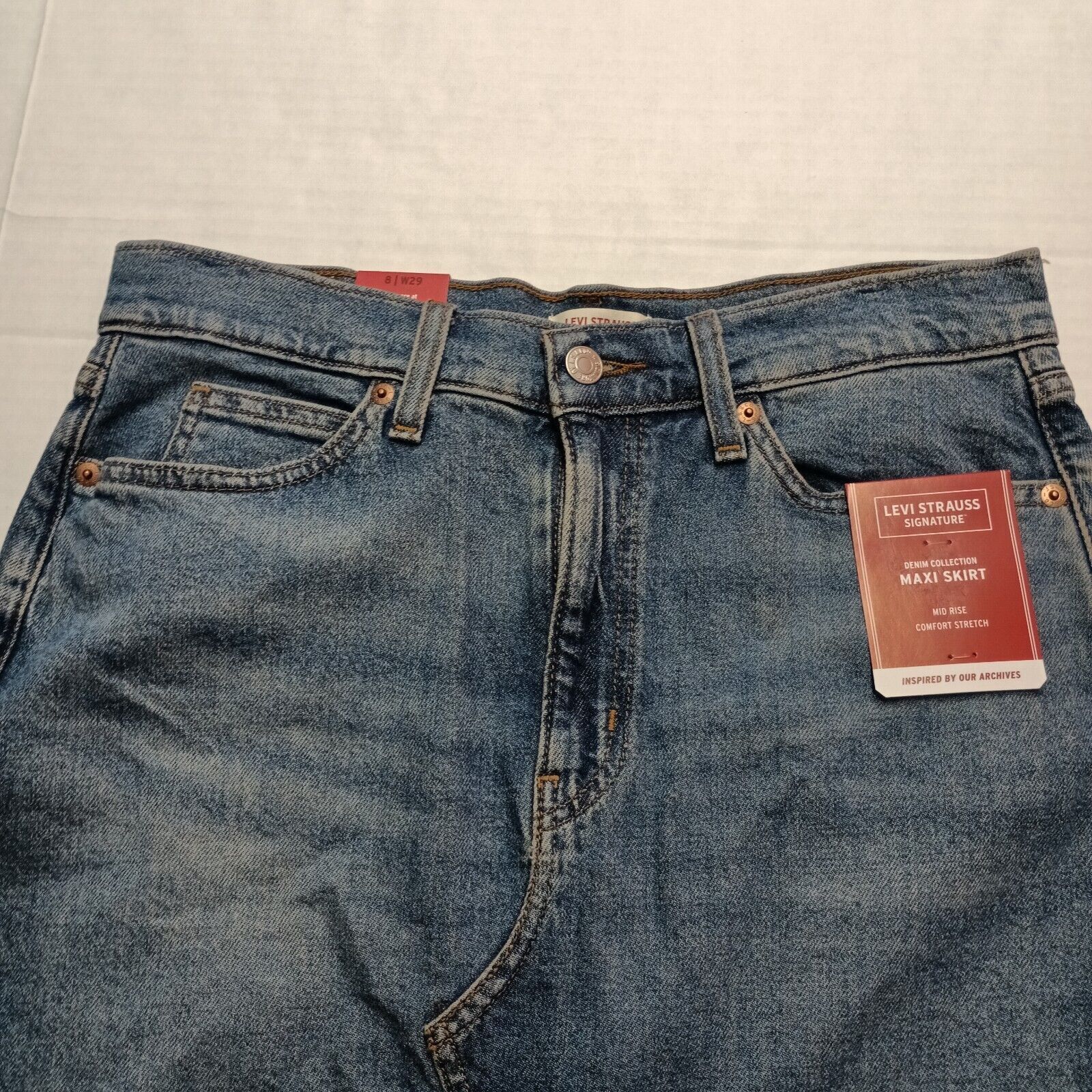 Levi's Levi Strauss Signature Mid Rise Blue Maxi Skirt Size 6 W28 Size 28" / US 6 / IT 42 - 6 Thumbnail