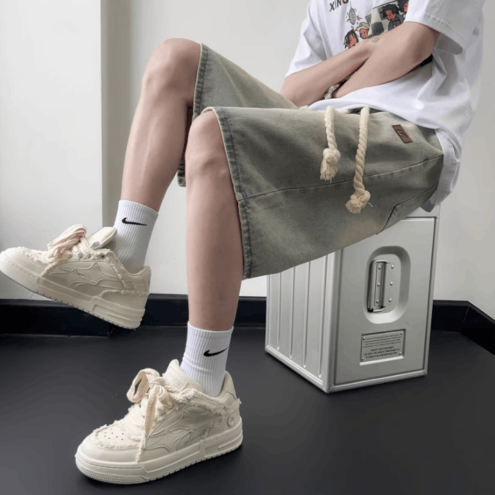 Japanese Brand × Jean Retro loose washed denim shorts Size US 32 / EU 48 - 2 Thumbnail