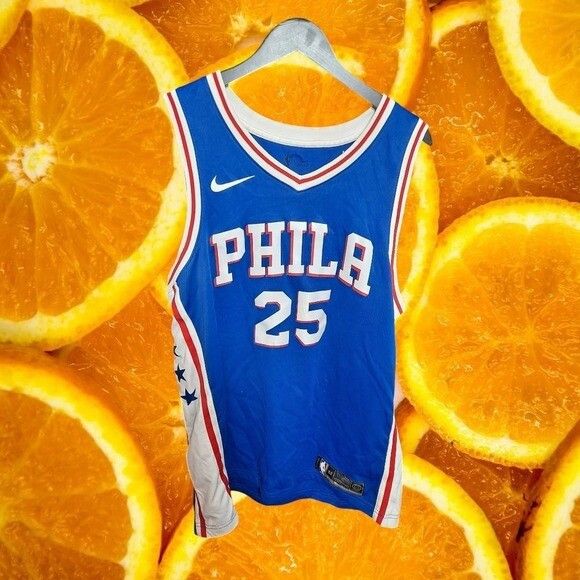 Nike Nike Philadelphia 76ers Jersey NBA Simmons #25 Blue Basketba Size ONE SIZE - 2 Thumbnail