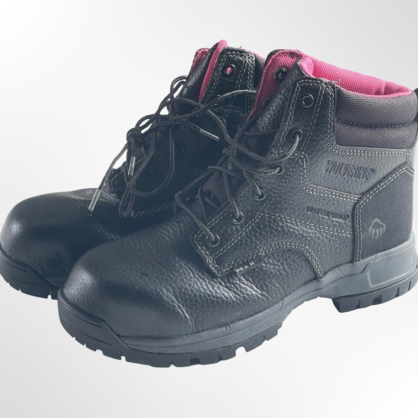 Wolverine Wolverine Women's Black and Pink Steel Toe Boots Size US 6.5 / IT 36.5 - 1 Thumbnail