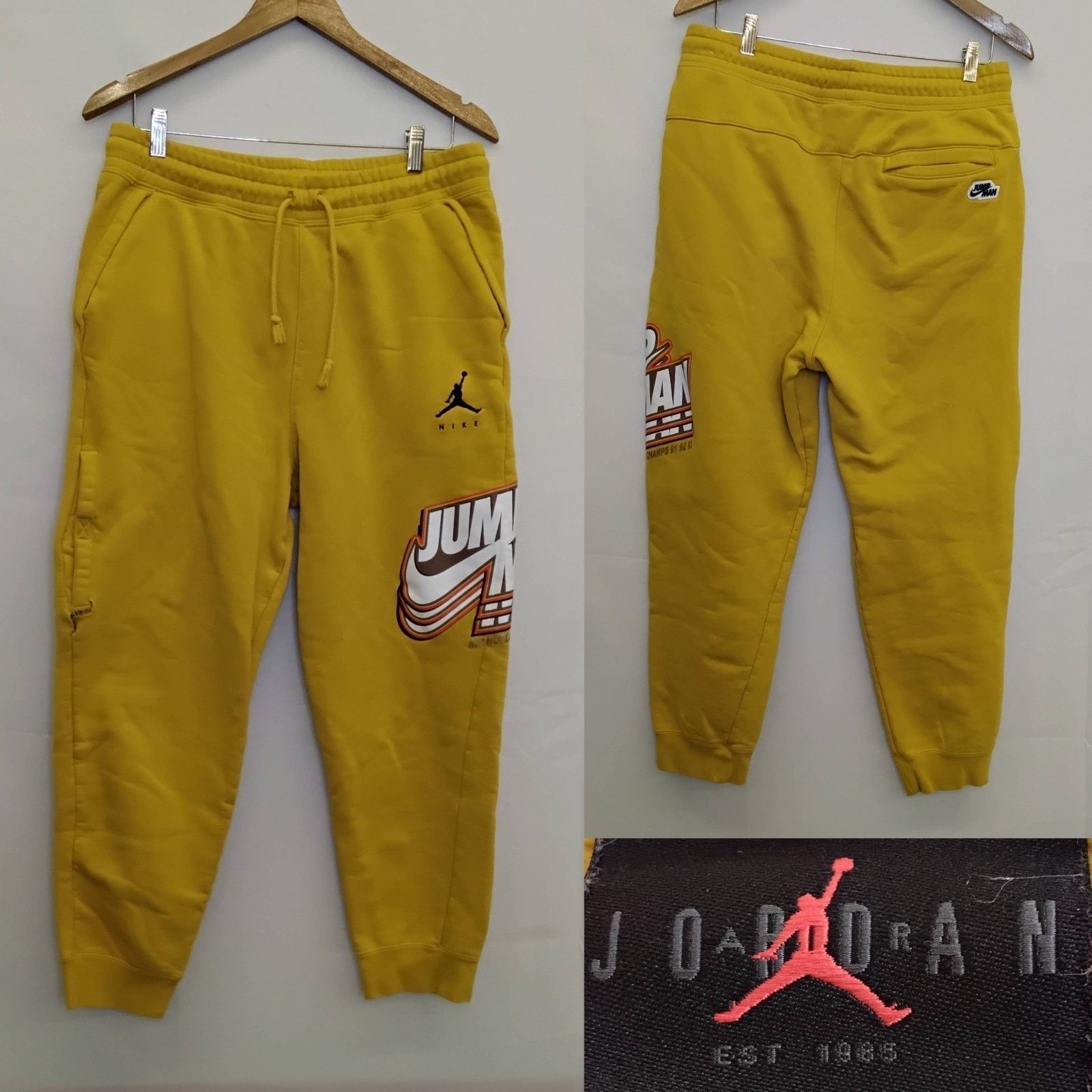 Nike Nike Jump Man Jordan Joggers Men's L Yellow NBA World Champs Size US 38 / EU 54 - 1 Thumbnail