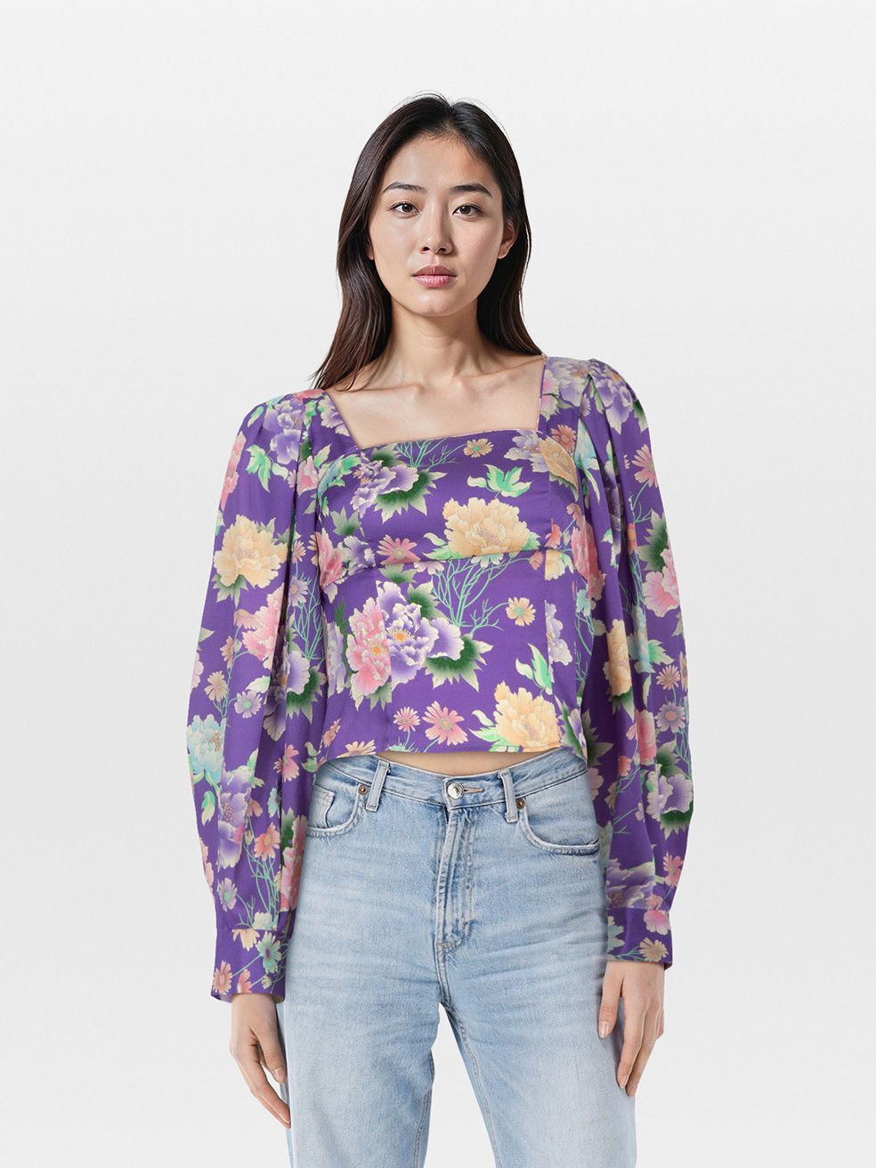 Sandro Purple Floral Print Top Size XS / US 0-2 / IT 36-38 - 1 Thumbnail