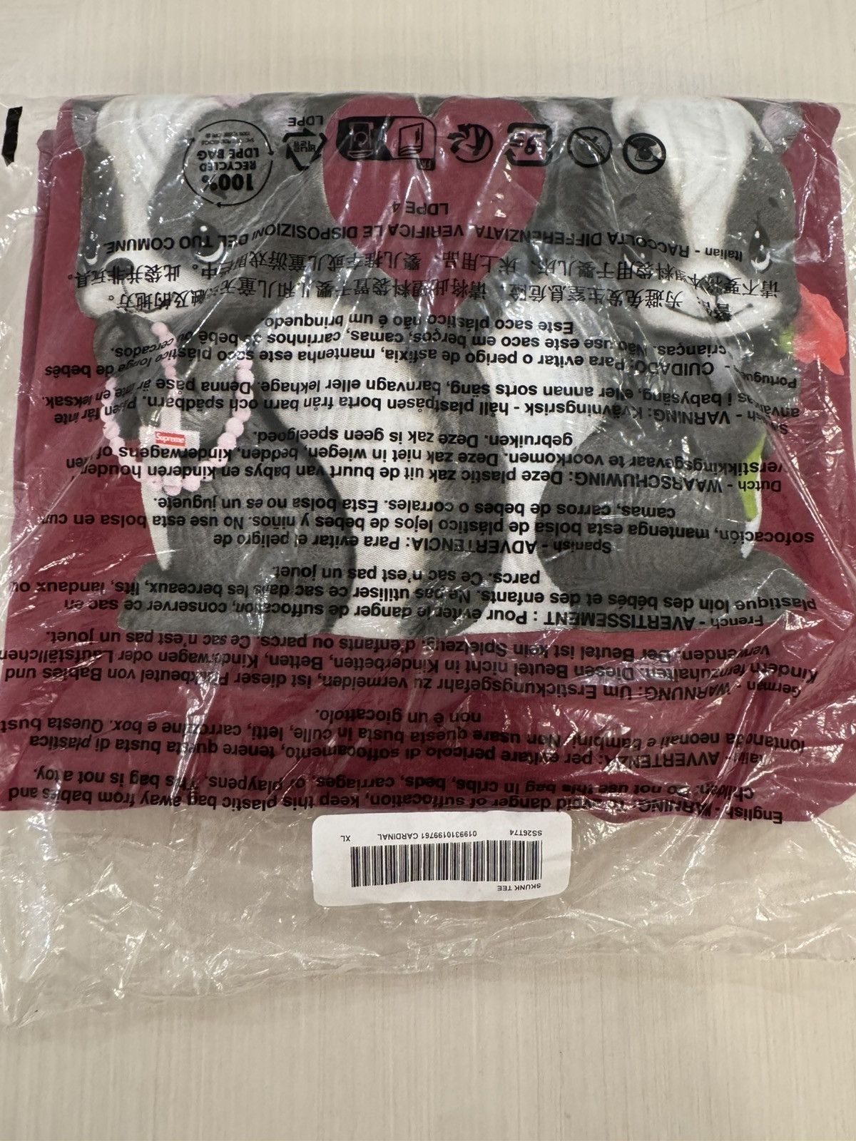 Supreme Supreme skunk tee cardinal SS26 sz XL NEW IN HAND | Grailed