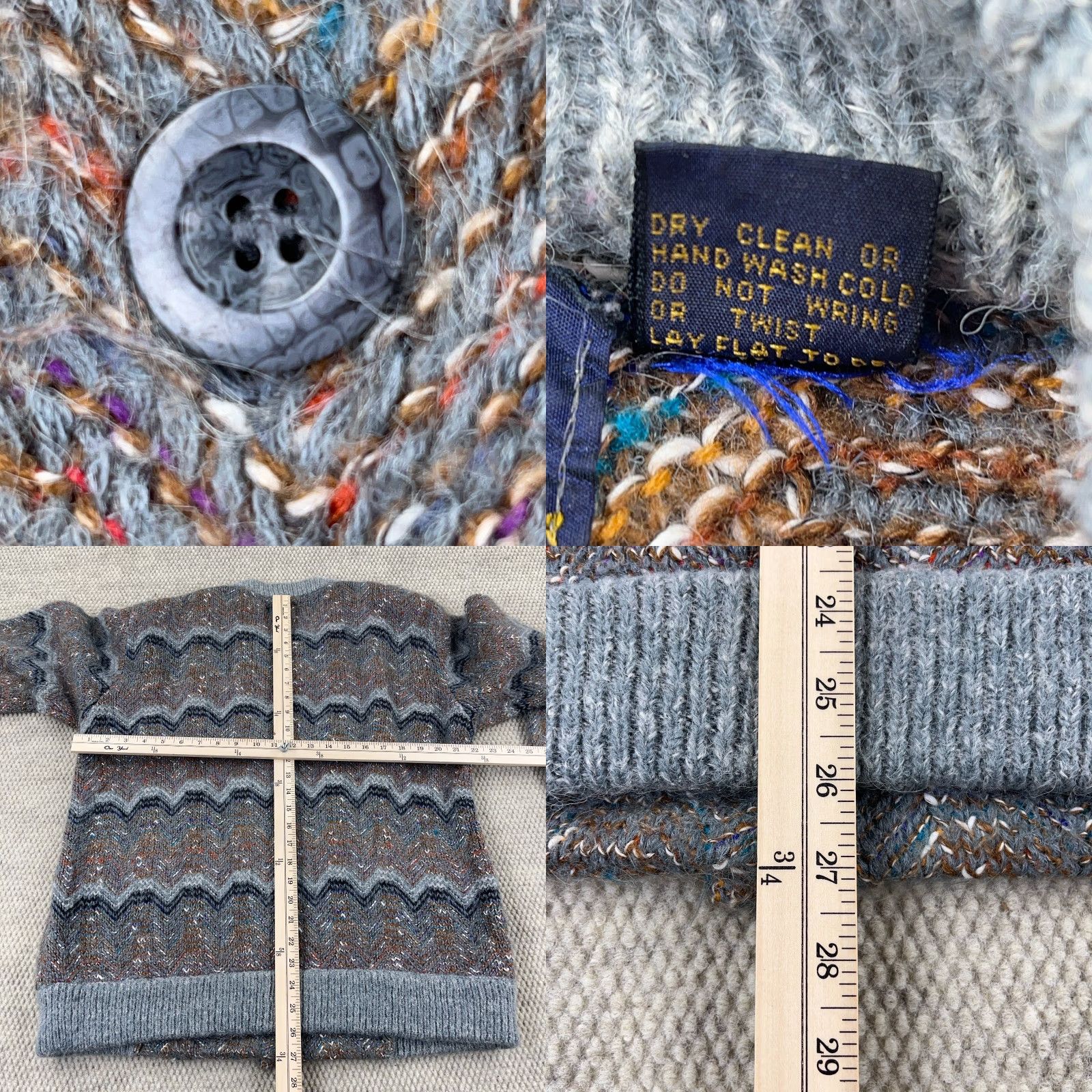 Vintage VINTAGE LeRoy Cardigan Sweater Women XL Gray Chunky-Knit 80s 90s Bohemian Size XL / US 12-14 / IT 48-50 - 8 Thumbnail