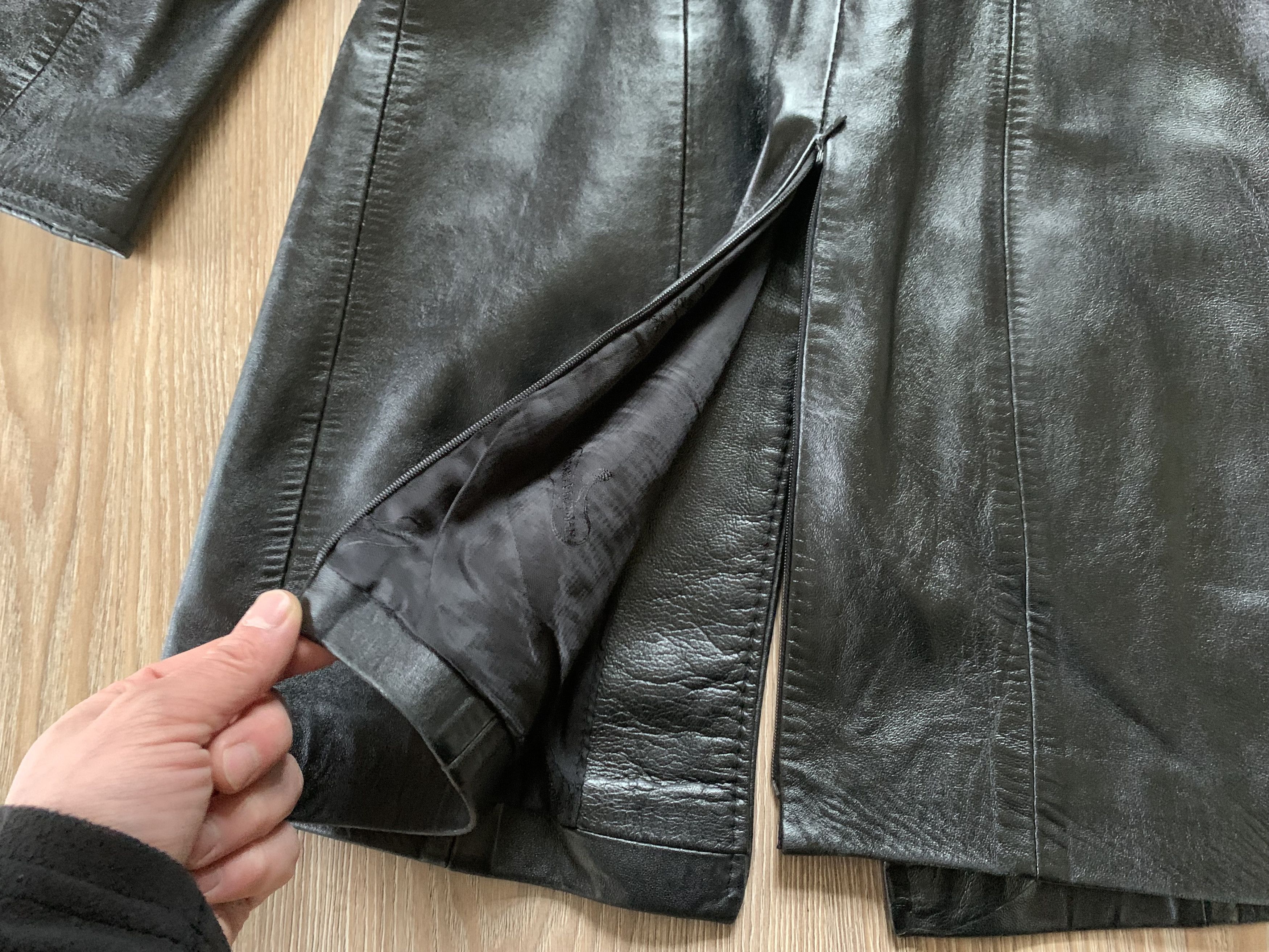 Designer Friitala Women Black Long Leather Jacket Trench Size M / US 6-8 / IT 42-44 - 8 Thumbnail