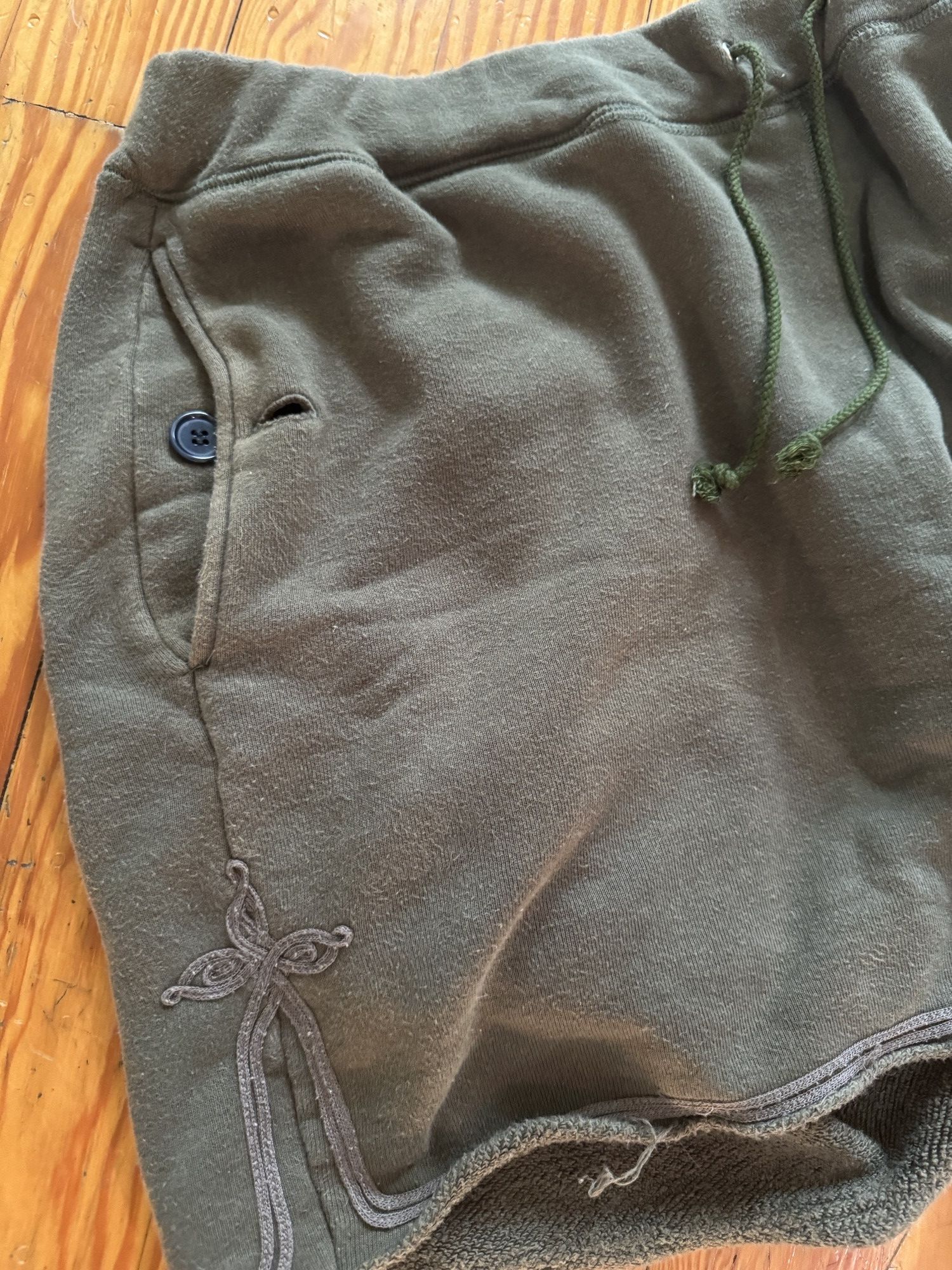 Undercover Undercover SS13 Forest Green Embroidered Drawstring Shorts Size US 32 / EU 48 - 3 Thumbnail