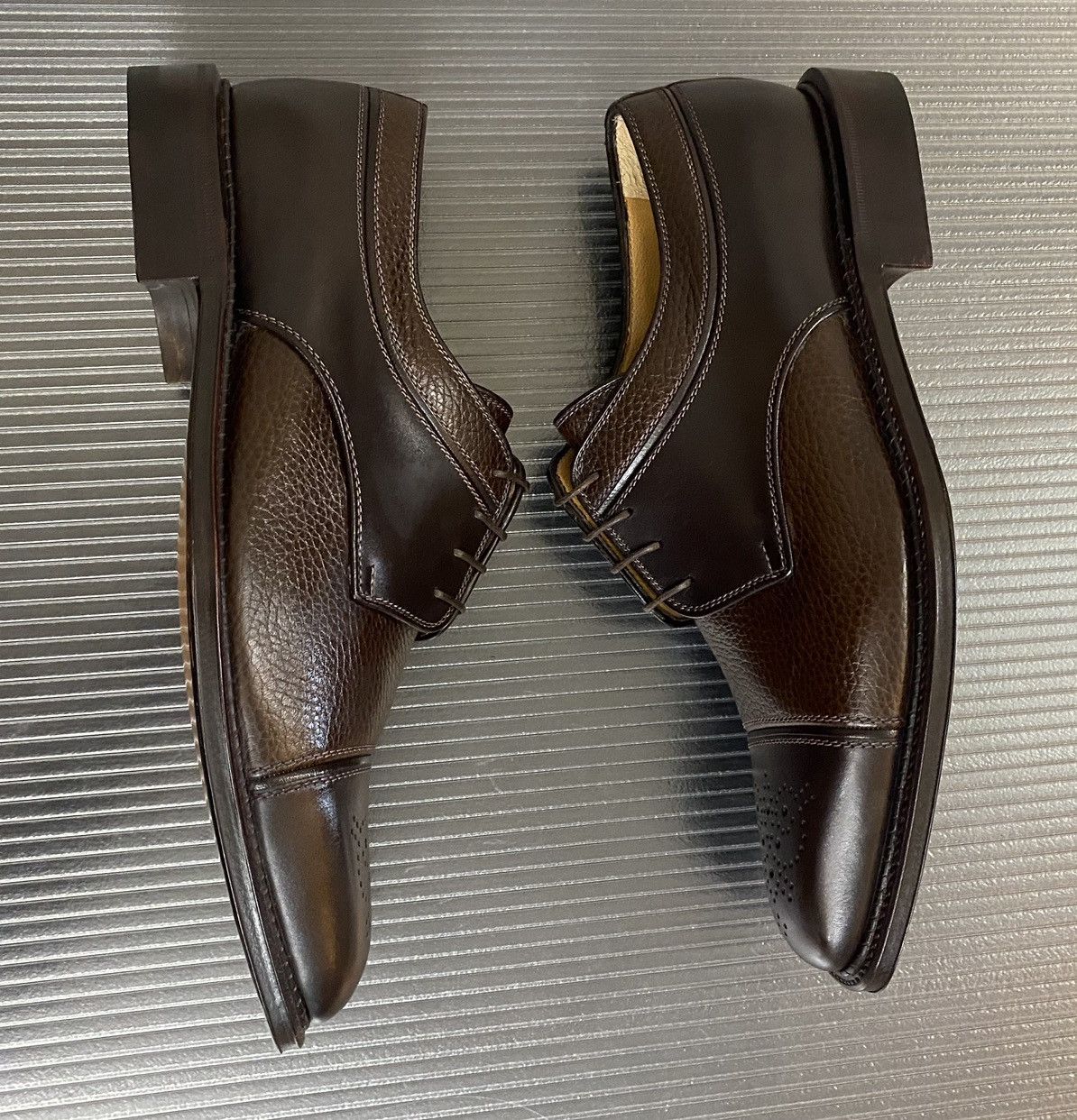 Testoni a.testoni 🇮🇹 caffe leather contrast statesman brogue 8 US NEW Size US 8 / EU 41 - 7 Thumbnail