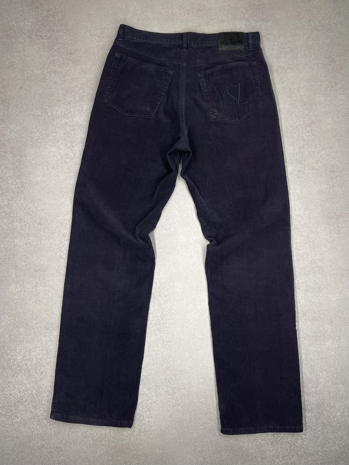 Yves Saint Laurent Vintage Yves Saint Laurent Corduroy Pants Purple Big Logo Size US 32 / EU 48 - 2 Thumbnail