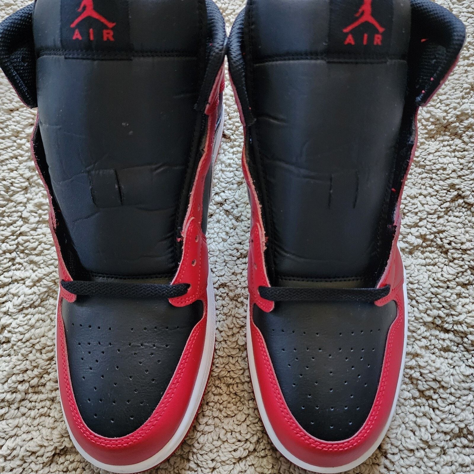 Jordan Brand Air Jordan 1 Mid Gym Red Black White Pre-Owned Sz 12 Size US 12 / EU 45 - 4 Thumbnail