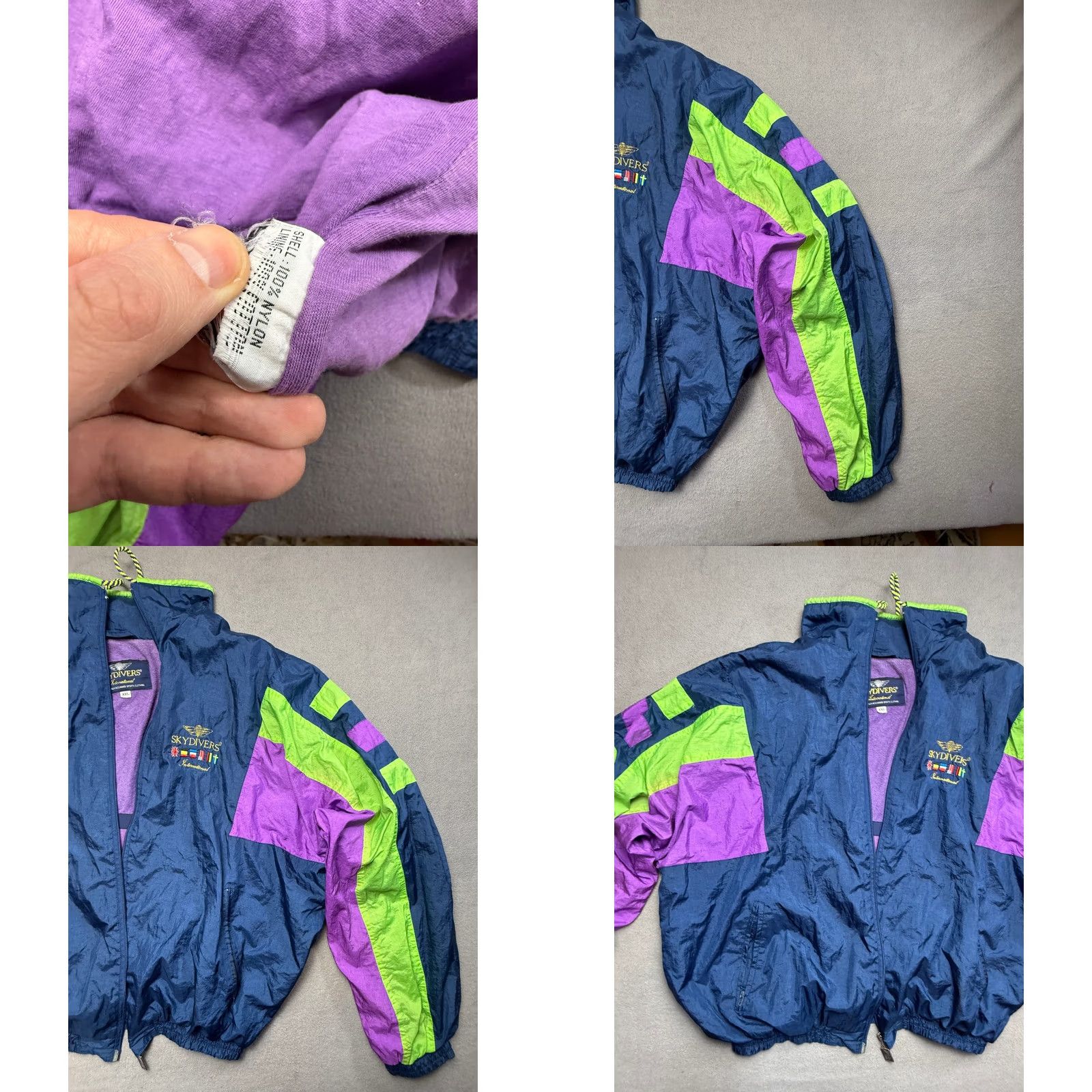 Vintage VINTAGE Skydivers International Jacket Mens 2XL Blue Windbreaker 90s Geometric Pockets Full Zip Size US XXL / EU 58 / 5 - 8 Thumbnail