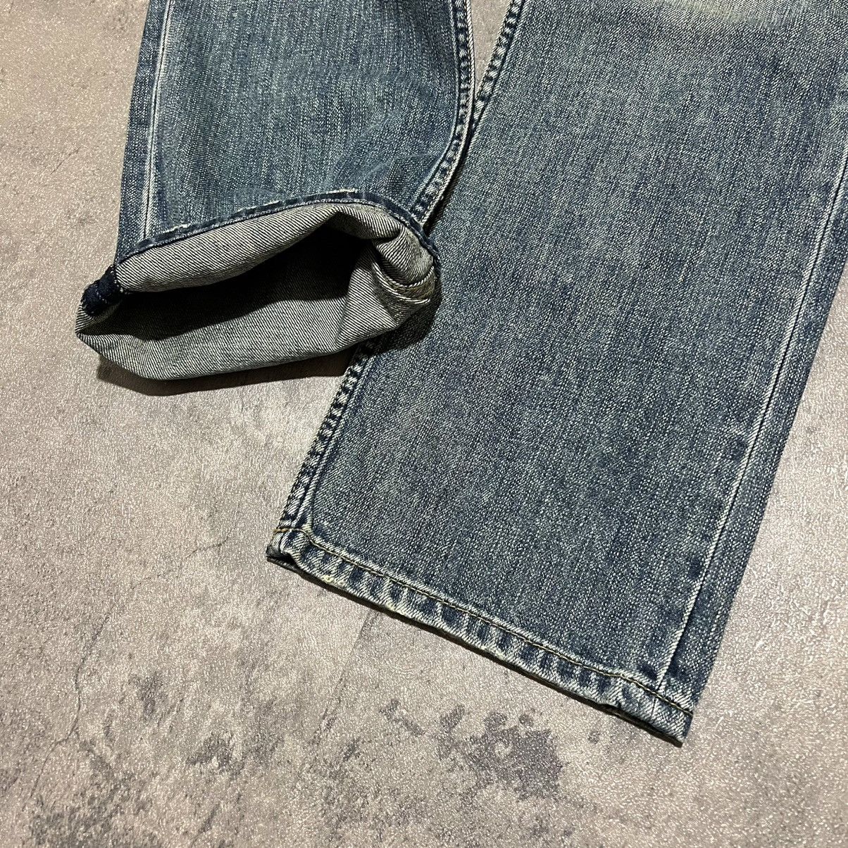 Japanese Brand Nippon Blue Jizo Bosatsu Skull Embroidery Whiskered Jeans Size US 30 / EU 46 - 5 Thumbnail