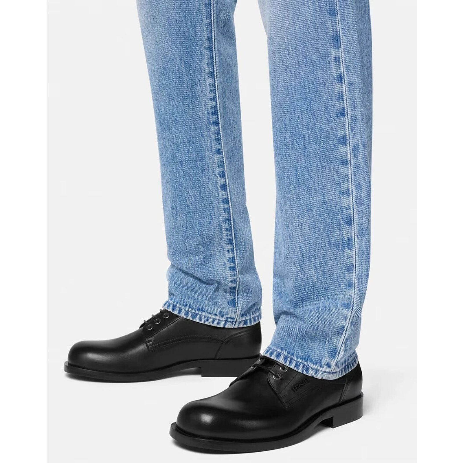 Versace VERSACE BLACK LEATHER GOLD MEDUSA LOGO LUG SOLE OXFORDS 44 Size US 11 / EU 44 - 3 Thumbnail