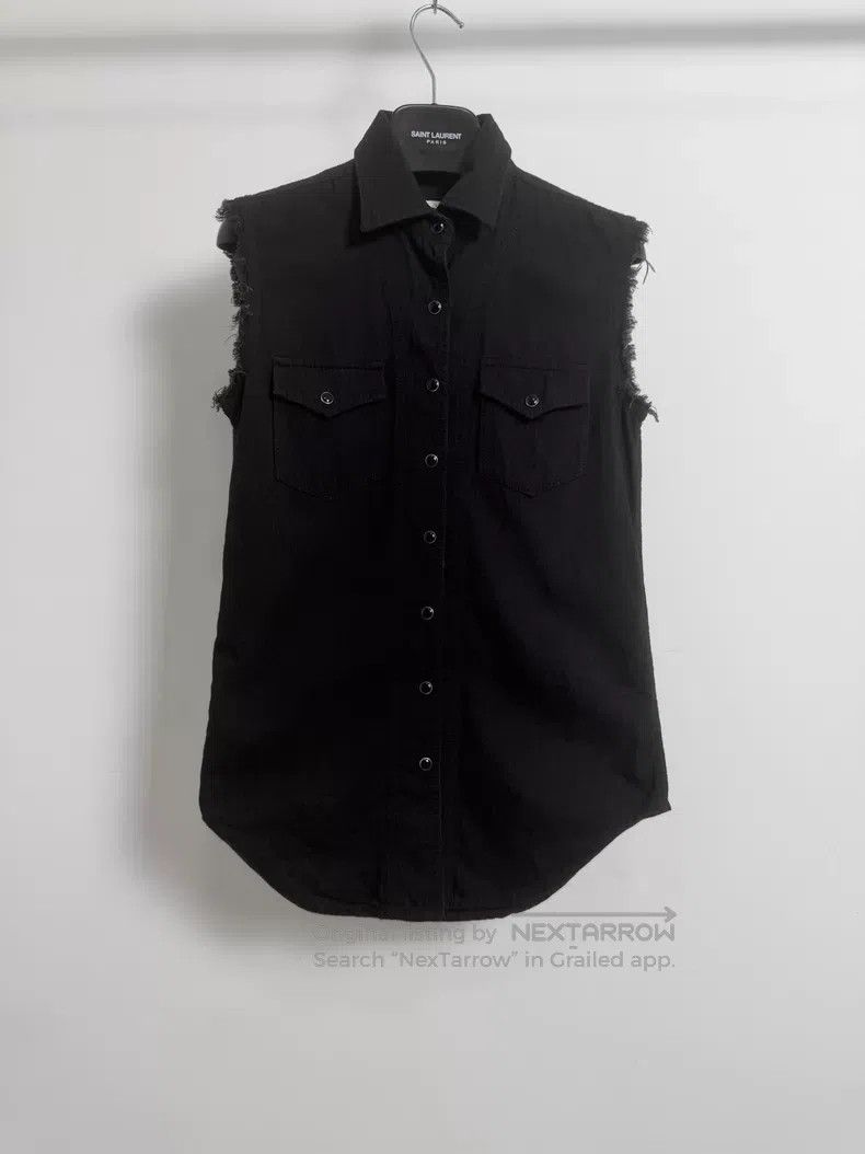 Saint Laurent Paris Saint Laurent Paris Sleeveless Frayed Western Denim Vest S Size US XS / EU 42 / 0 - 1 Thumbnail