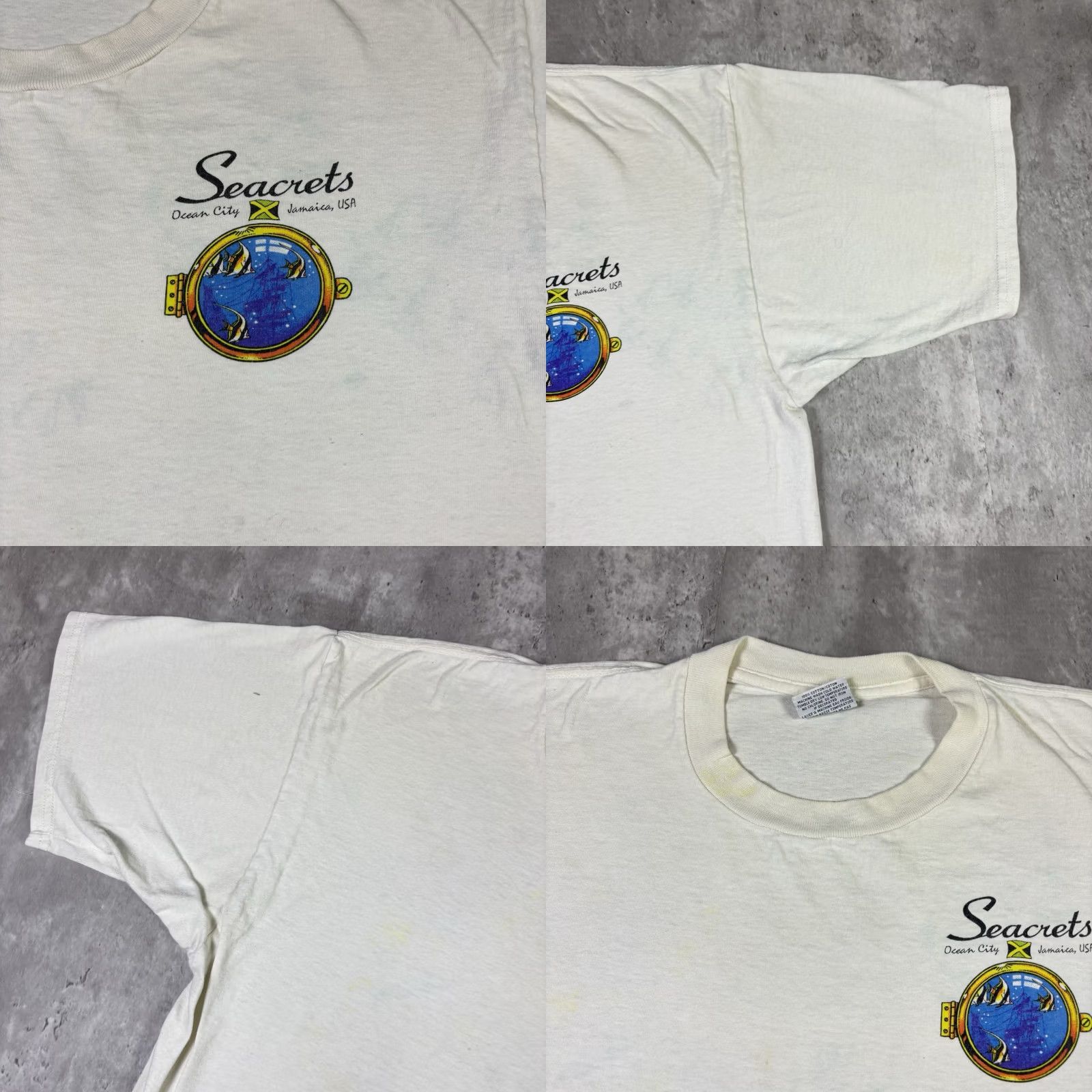 Gildan VINTAGE Gildan Ocean City Jamaica USA Fish Ocean Art T Shirt XL White Crew Neck Short Sleeve Graphic Print Men's Size US XL / EU 56 / 4 - 8 Thumbnail