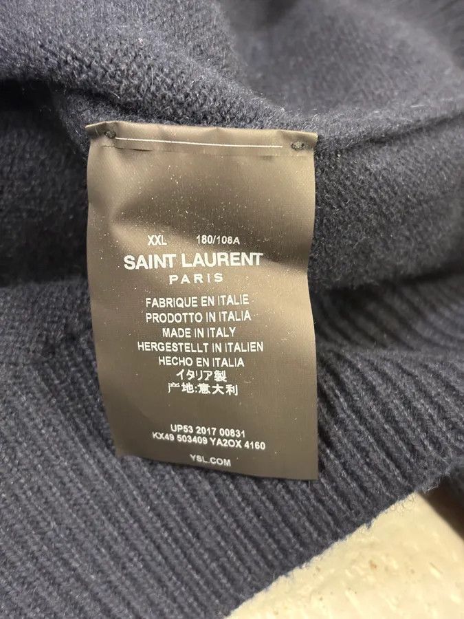 Saint Laurent Paris FW2017 Saint Laurent Navy SL Logo University Wool Sweater Size US M / EU 48-50 / 2 - 9 Thumbnail