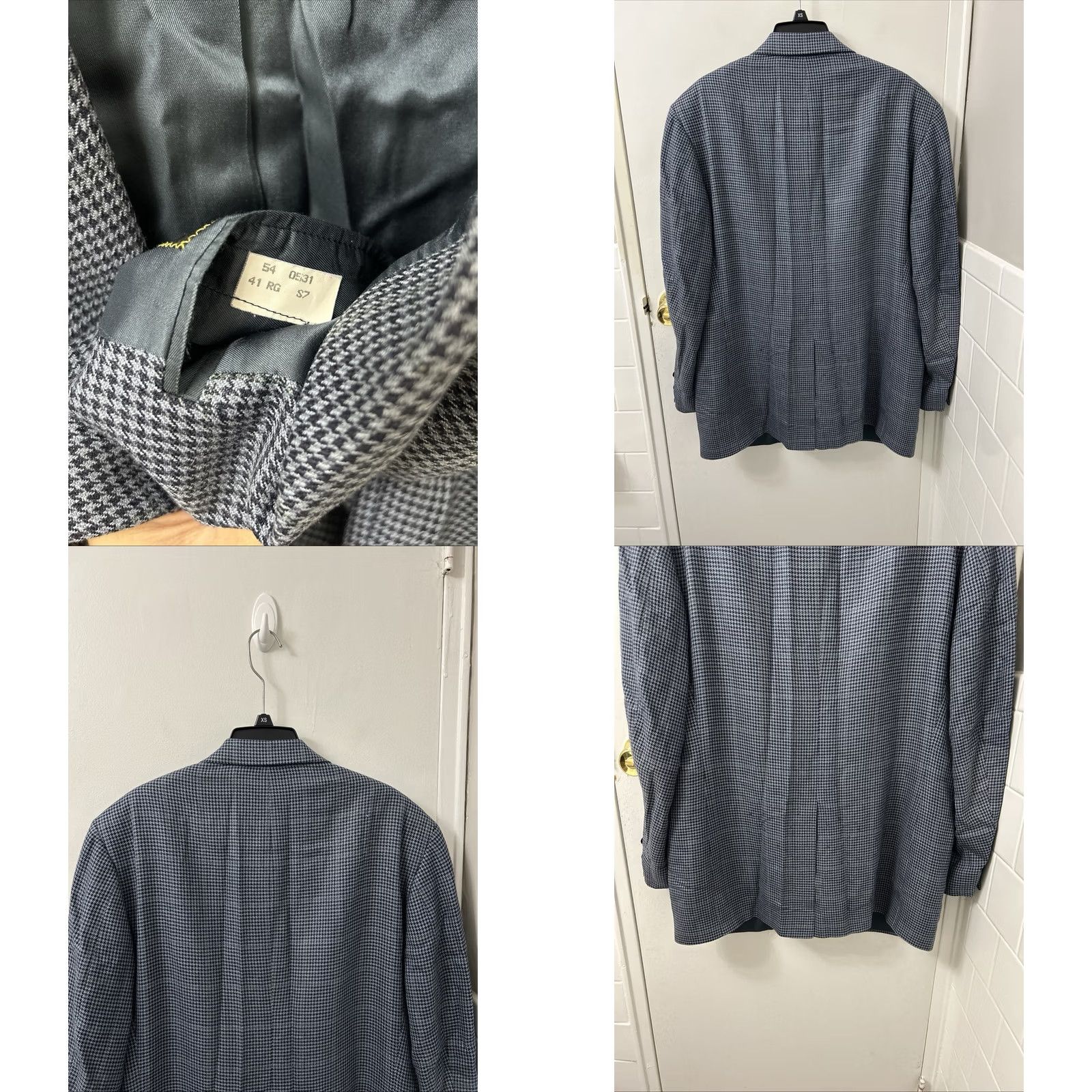 Brooks Brothers VINTAGE Brooks Brothers Blazer Mens 41 Blue Houndstooth Wool Blend Sport Jacket Button Closure United States Mens Size 42R - 8 Thumbnail