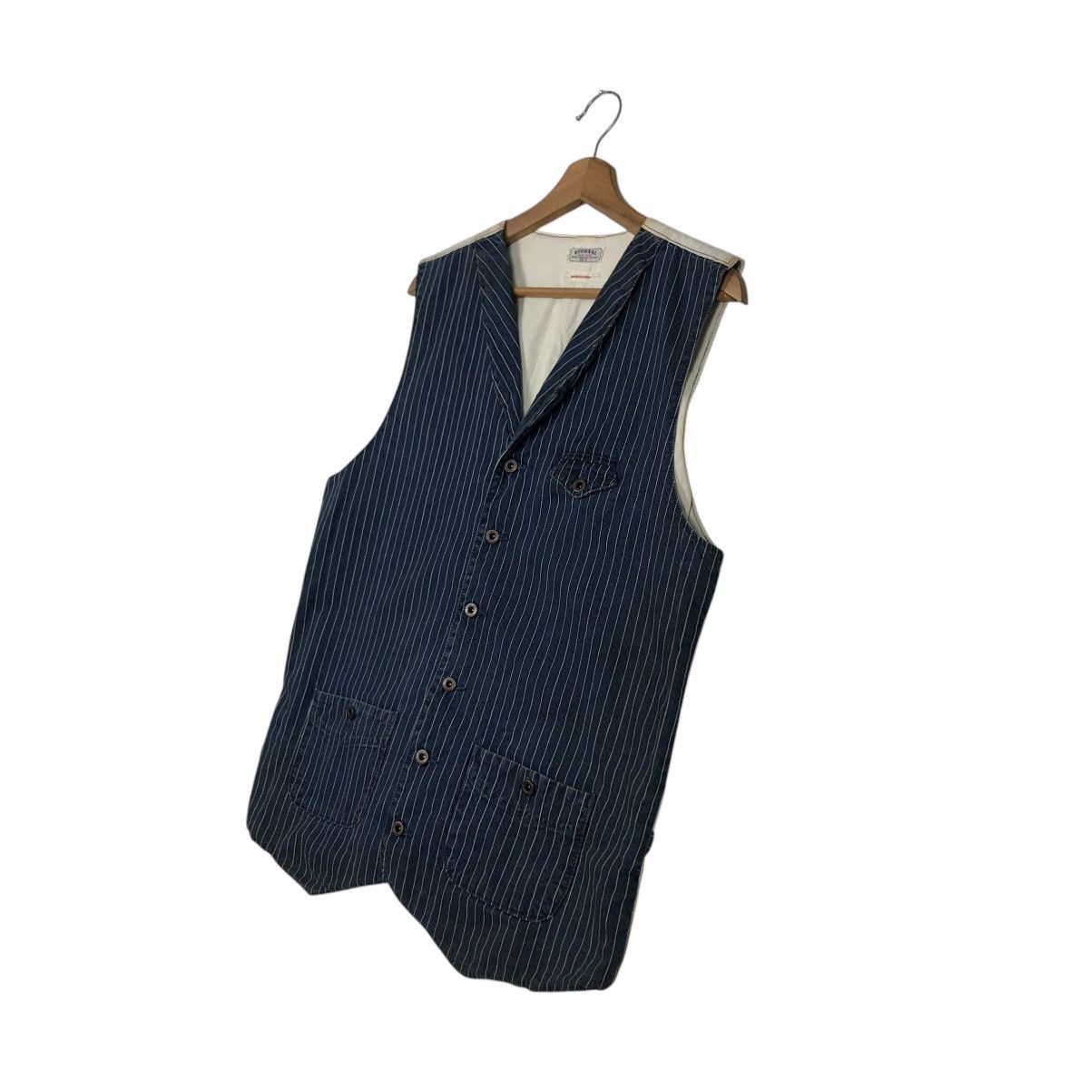 Eternal 🔥VINTAGE WAIST COATS VEST ETERNAL HICKORY CHORE STRIPED Size US L / EU 52-54 / 3 - 4 Thumbnail