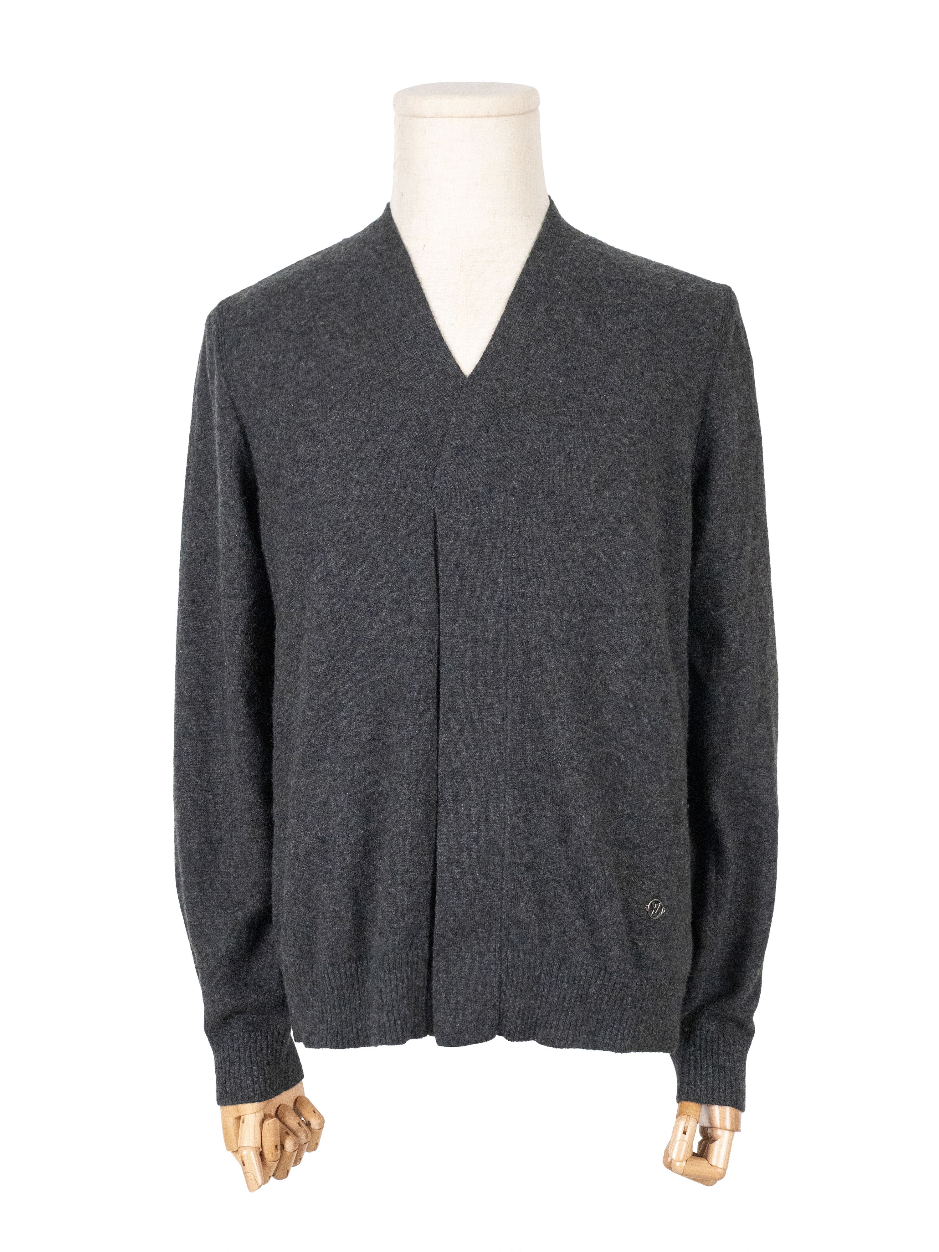 Louis Vuitton Louis Vuitton Charcoal Grey Cashmere V-Neck Pullover Size US M / EU 48-50 / 2 - 1 Thumbnail