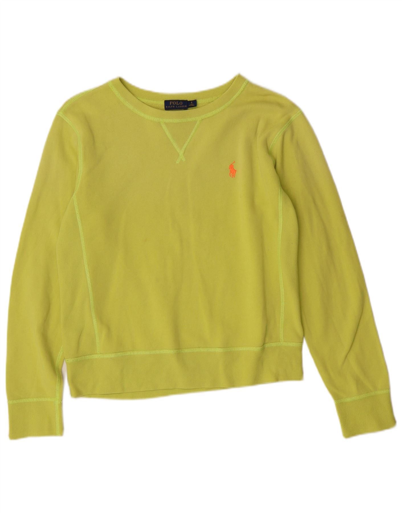 Polo Ralph Lauren Womens Crop Sweatshirt Jumper UK 10 Small Green Cotton Size S / US 4 / IT 40 - 1 Thumbnail
