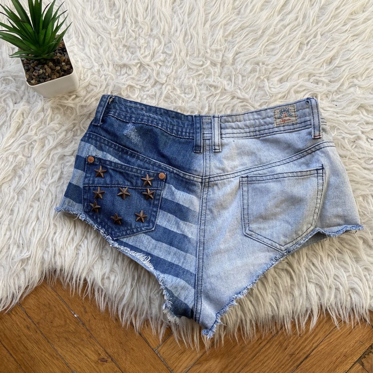 If Six Was Nine 📌 Vintage Soulcat USA Flag Metal Stars Y2K Shorts Size 30" / US 8 / IT 44 - 2 Thumbnail