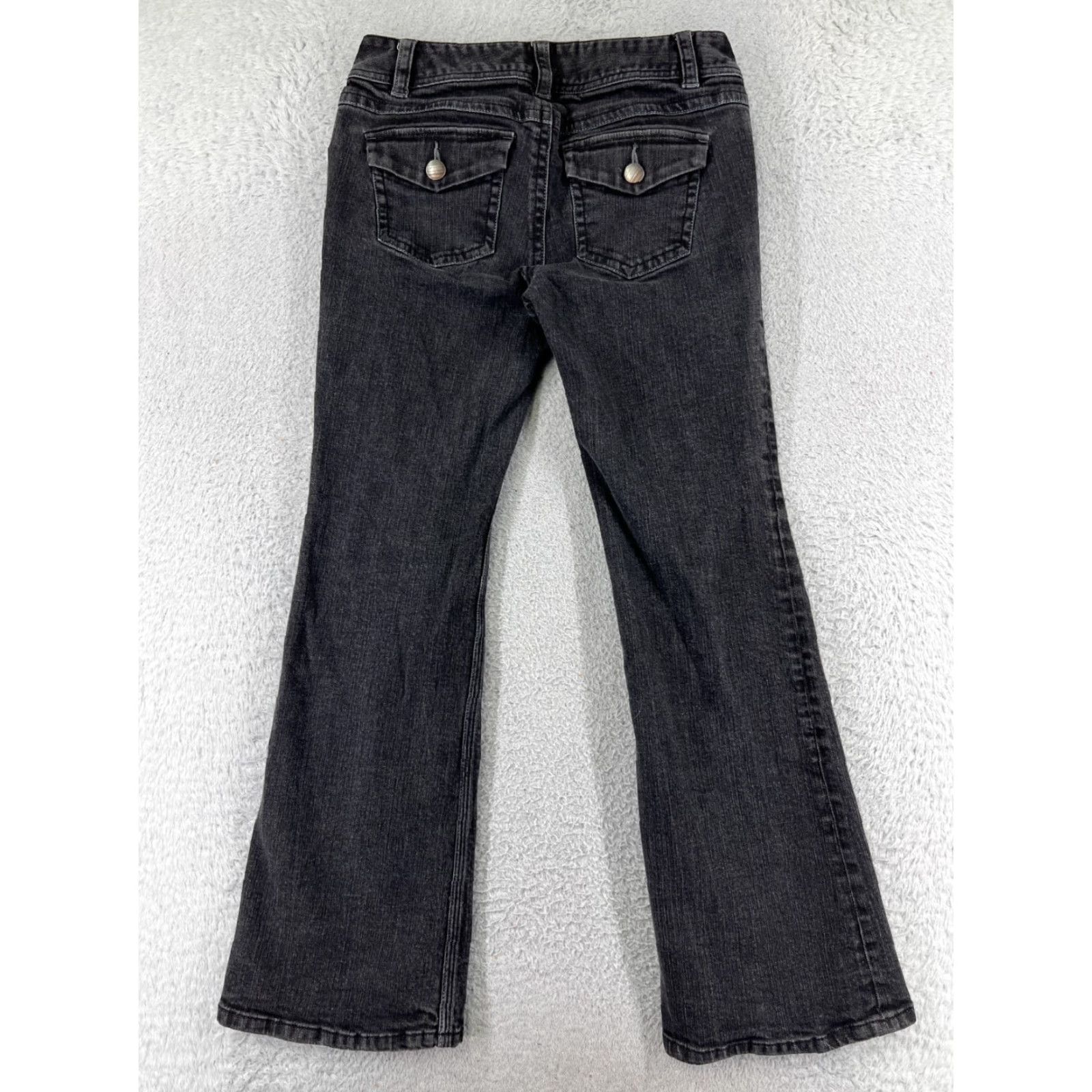 Vintage Cabi Jeans Womens 6 Black Denim Flared Mid Rise 5-Pocket Pockets Cotton Blend Size 28" / US 6 / IT 42 - 2 Thumbnail