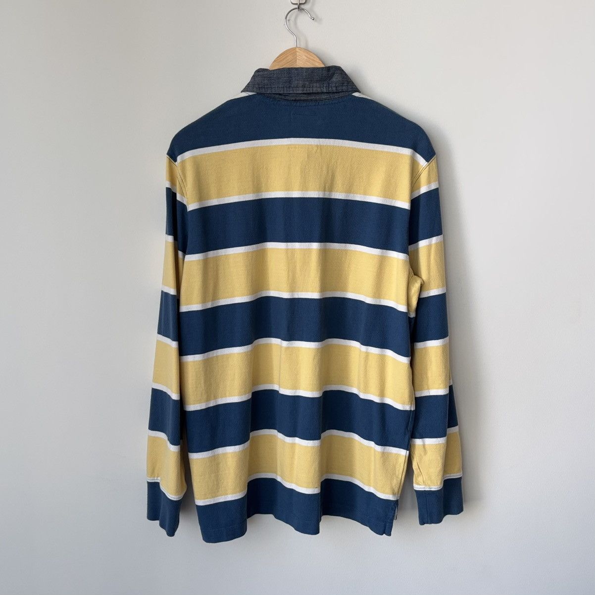 Lands' End Vintage Polo Rugby Shirt Blue Yellow Striped Y2K 90s Size US L / EU 52-54 / 3 - 5 Thumbnail