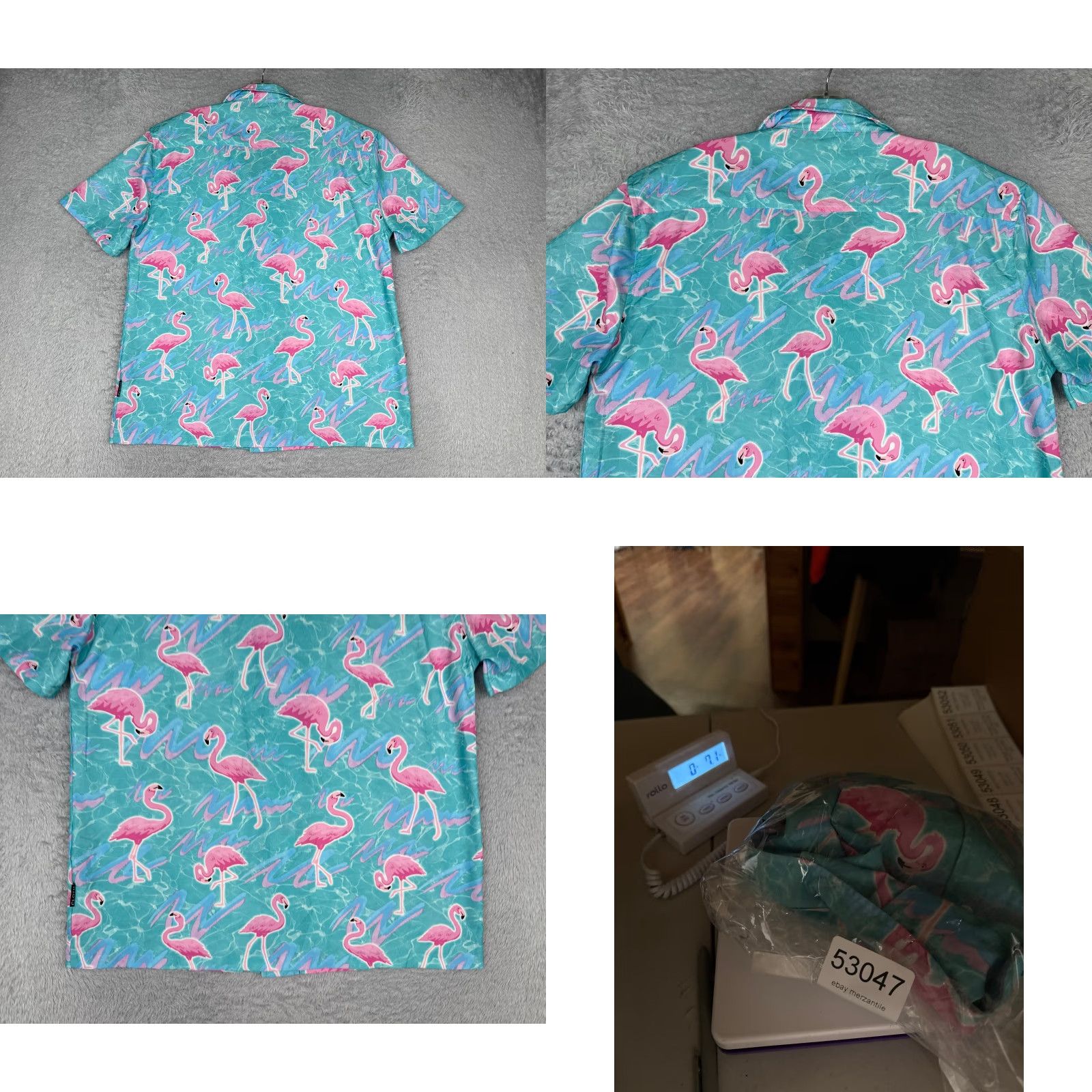 Vintage VINTAGE Brooklyn Cloth Shirt Men Medium Blue Pink Flamingo AOP Polyester Blend Hawaiian Size US M / EU 48-50 / 2 - 9 Thumbnail