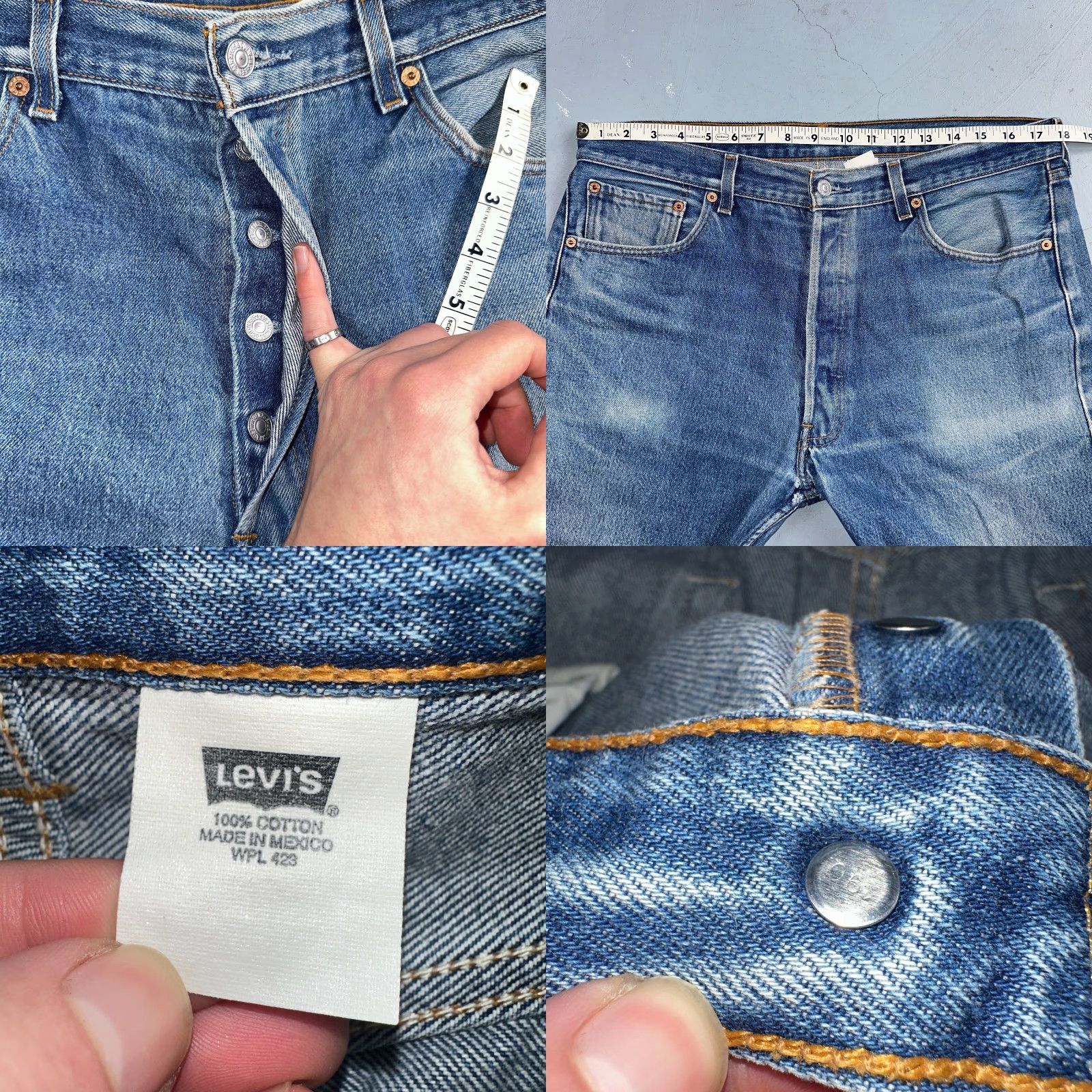 Levi's VINTAGE Levi's 501 Straight Leg Jeans 36x36 Medium Wash 90s Denim Men Size US 36 / EU 52 - 8 Thumbnail