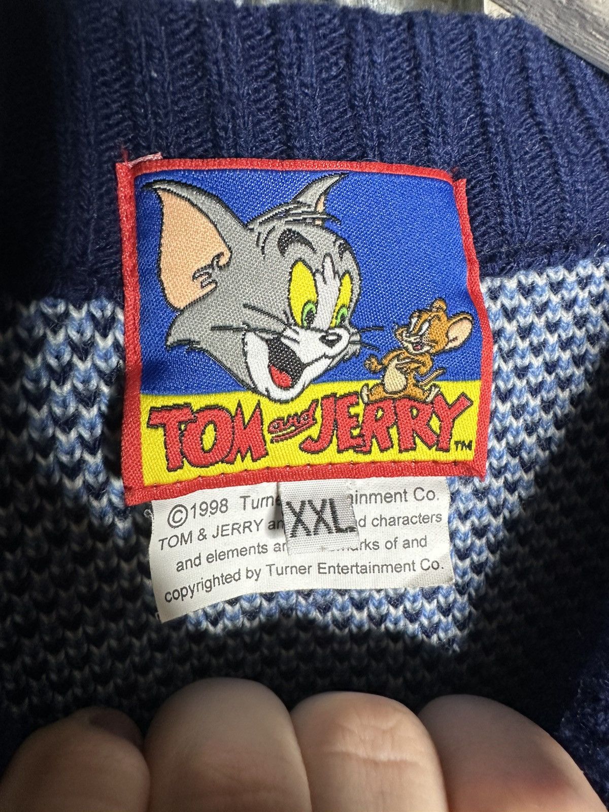 Cartoon Network 1998 Tom & Jerry Vintage Knit Sweater Big Cat Mouse Size US XXL / EU 58 / 5 - 6 Thumbnail