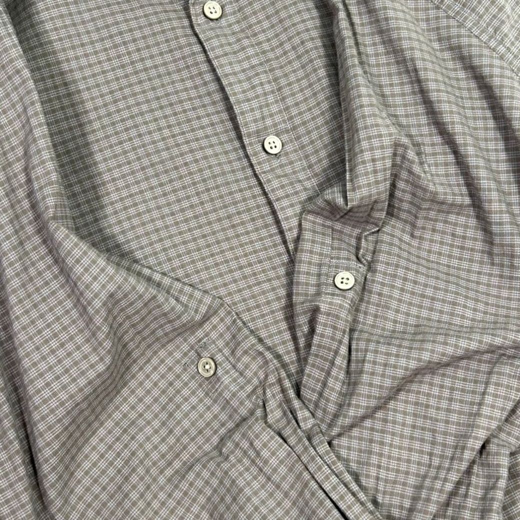 John Varvatos John Varvatos Plaid Button Up Shirt Long Sleeve Mens L Checkered Gray Size 42R - 3 Thumbnail