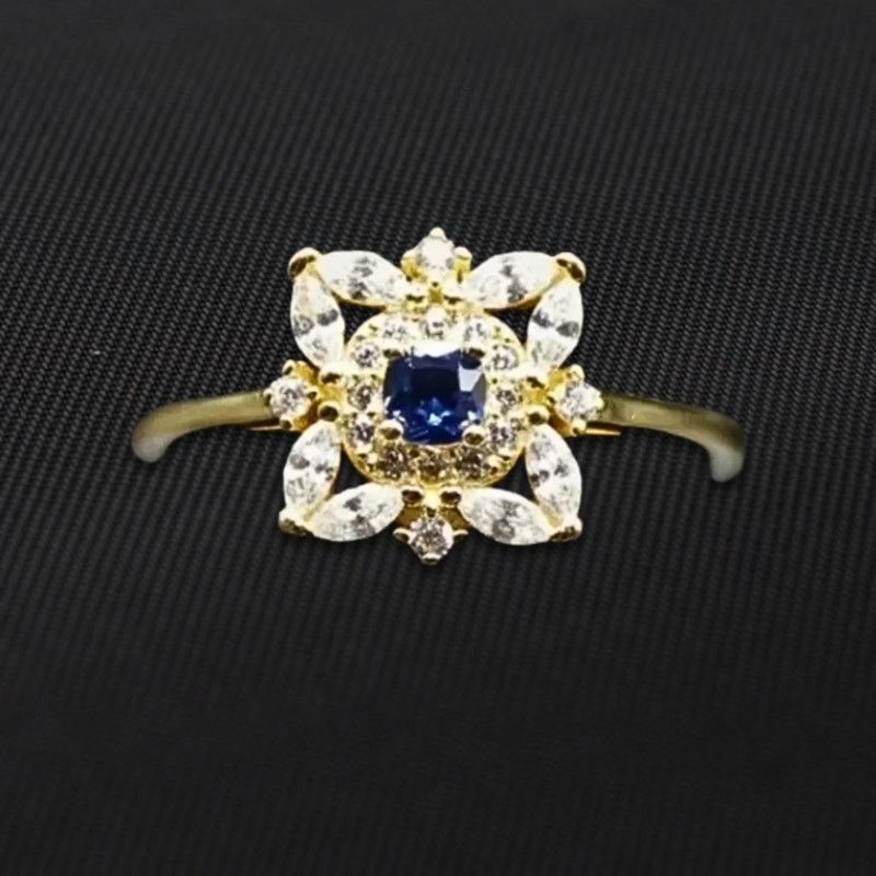 Other Flower Ring Cubic Zirconia Synthetic 18k Yellow Gold/Blue 8 Size ONE SIZE - 8 Thumbnail