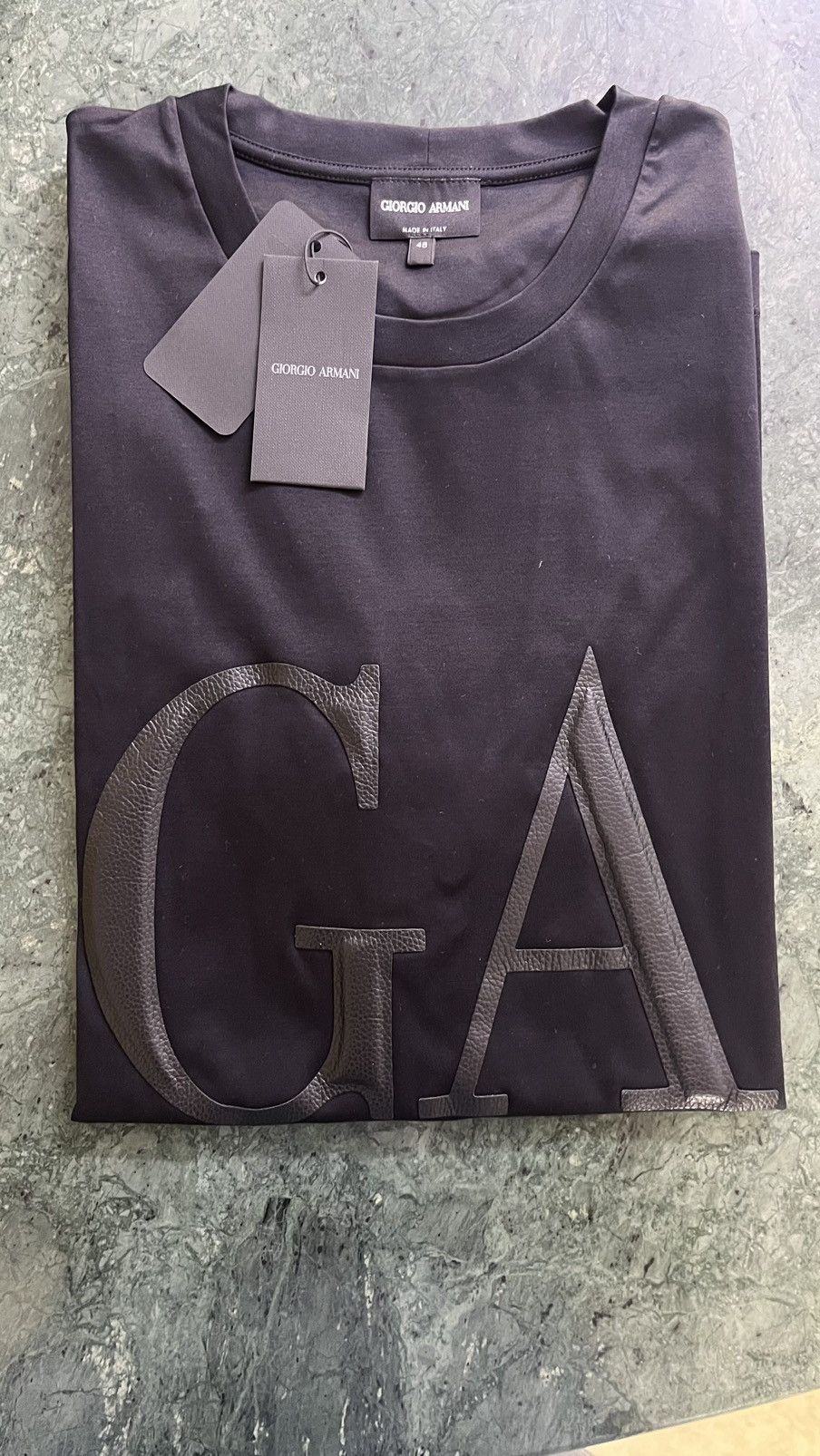 Giorgio Armani Giorgio Armani logo tshirt leather GA patch Size US M / EU 48-50 / 2 - 9 Thumbnail