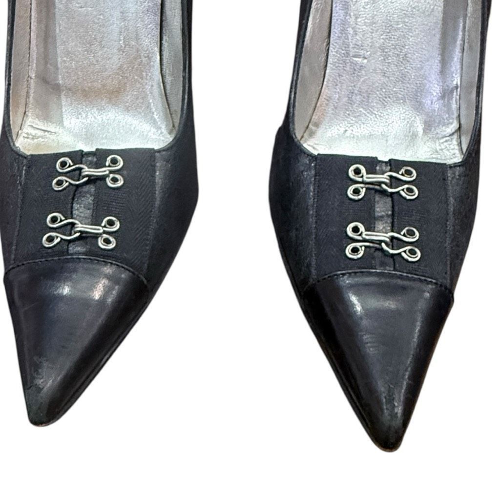 Dolce & Gabbana DOLCE & GABBANA Black High Heel Leather Court Pumps D&G Kitt Size US 9.5 / IT 39.5 - 4 Thumbnail