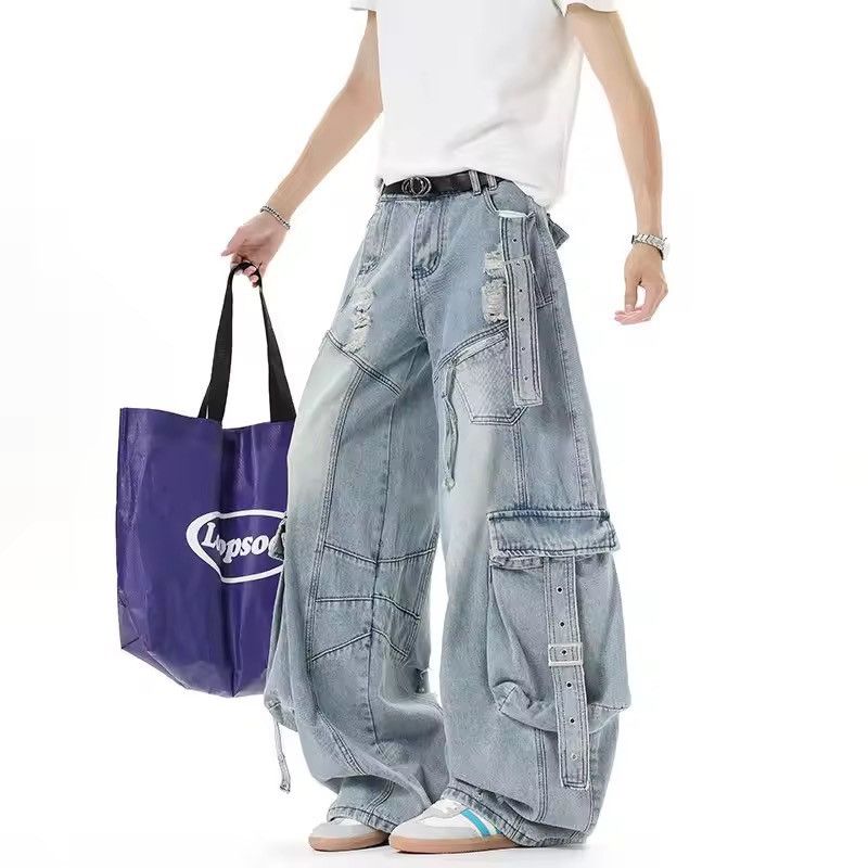 Japanese Brand VIBE Street Retro Heavyweight Multi-Pocket Cargo Jeans Size US 29 - 5 Thumbnail