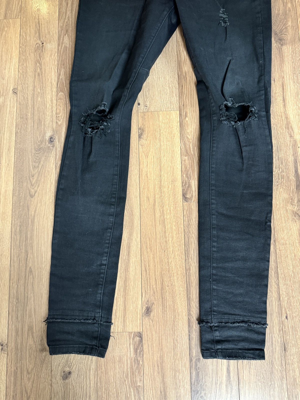 Kollar Clothing Black Distressed Double Stacked Cuff Kollar Clothing Denim Size US 32 / EU 48 - 2 Thumbnail