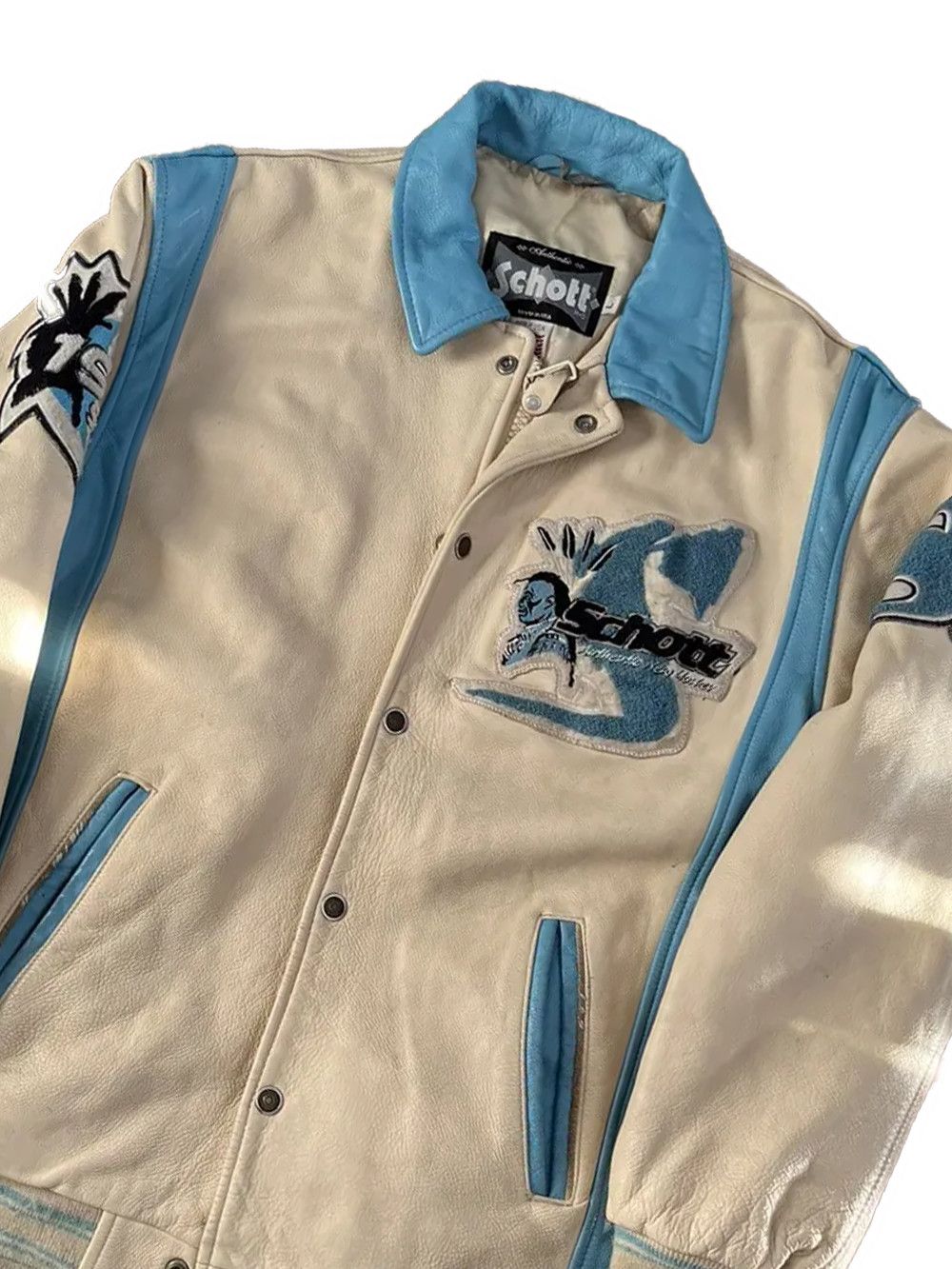 Schott NYC Anniversary Jacket Creme Blue