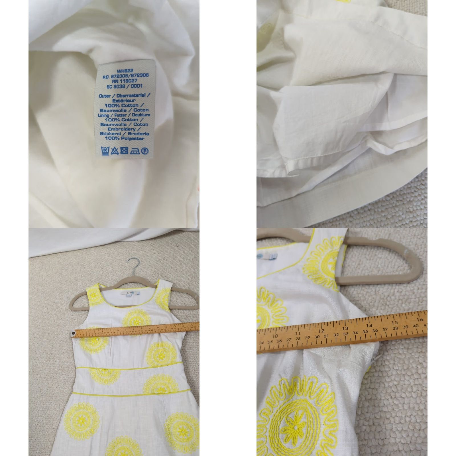 Boden Boden Sheath Dress womens Size 2 Petite sleeveless cotton zip embroidered White Yellow Size XS / US 0-2 / IT 36-38 - 8 Thumbnail