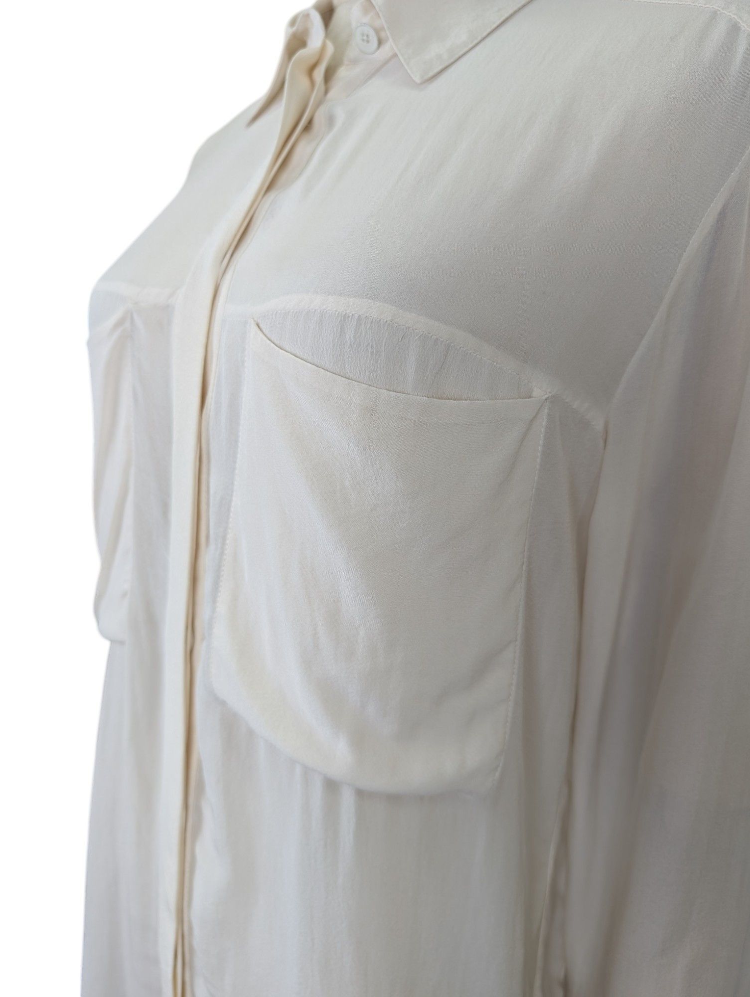 T by Alexander Wang Creme Color Silk Shirt With Sheer Back Size XS / US 0-2 / IT 36-38 - 4 Thumbnail