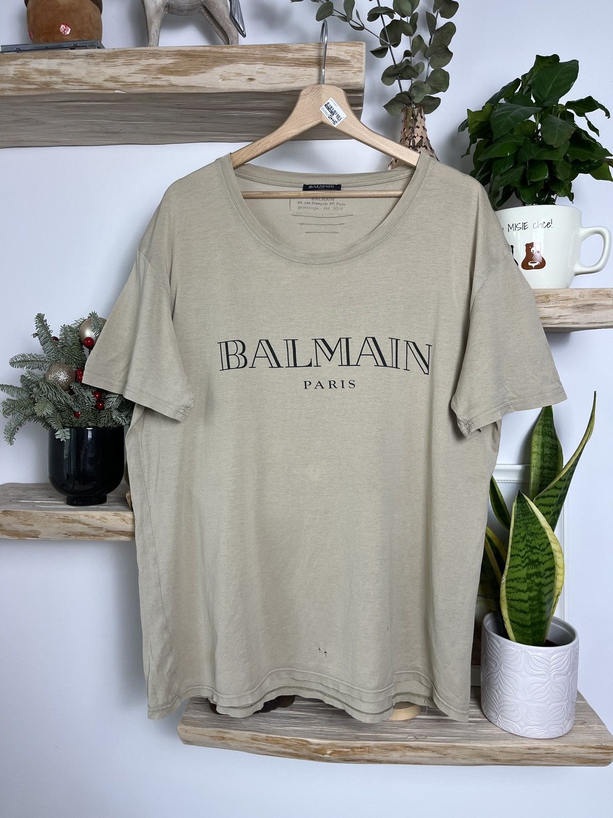 Balmain SS16 Balmain paris Logo tee t-shirt luxury distressed Size US L / EU 52-54 / 3 - 1 Thumbnail