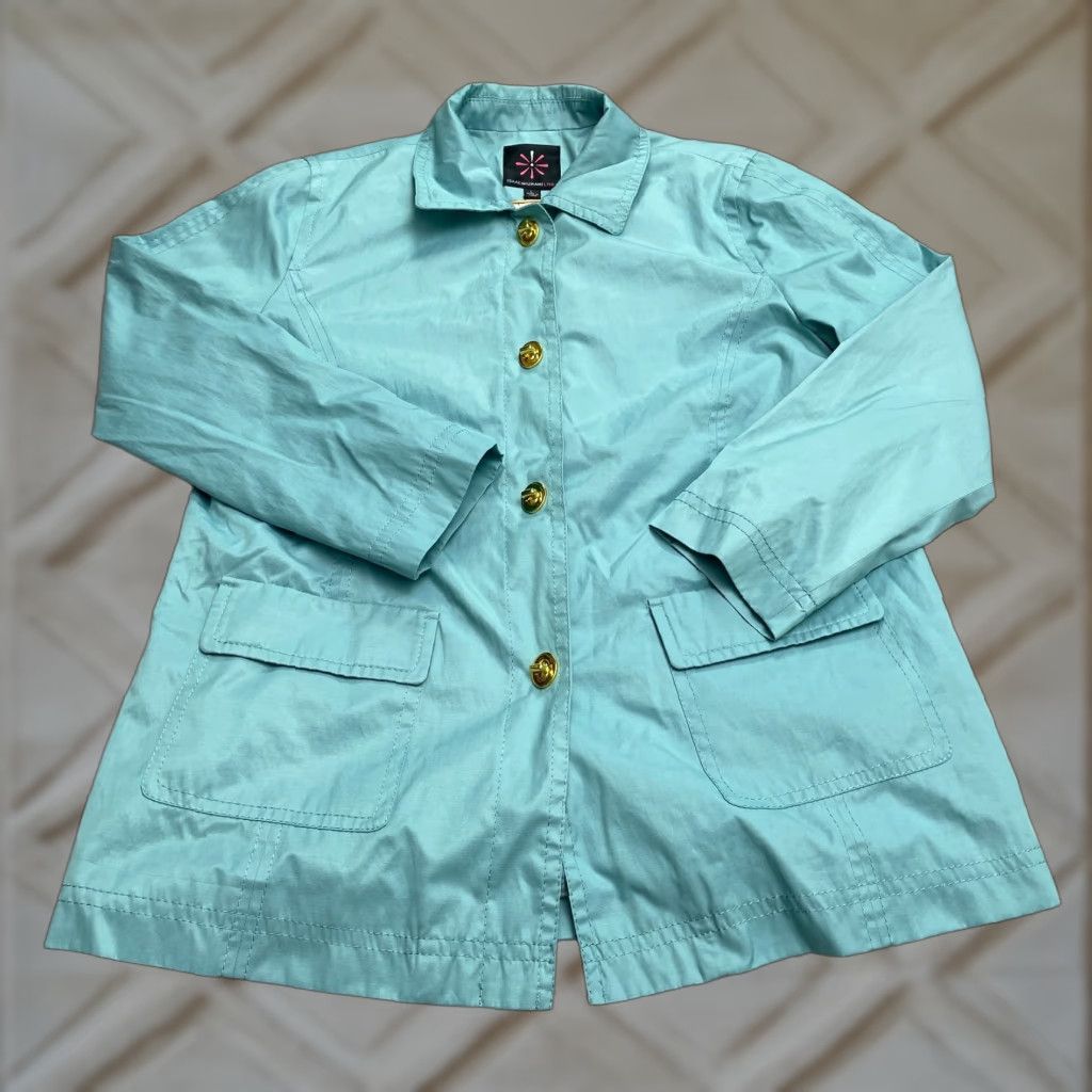 Old Navy Isaac Mizrahi Live Peacoat Jacket Womens Large Green Button Down Size L / US 10 / IT 46 - 1 Thumbnail