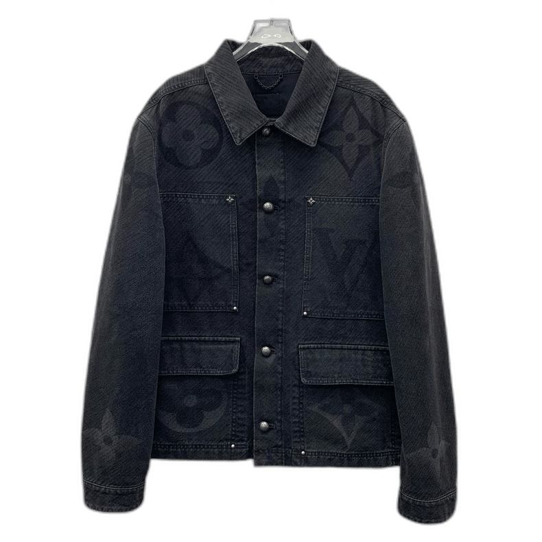 Louis Vuitton Louis Vuitton Black Gray Logo Denim Jacket-2506 Size US L / EU 52-54 / 3 - 1 Thumbnail