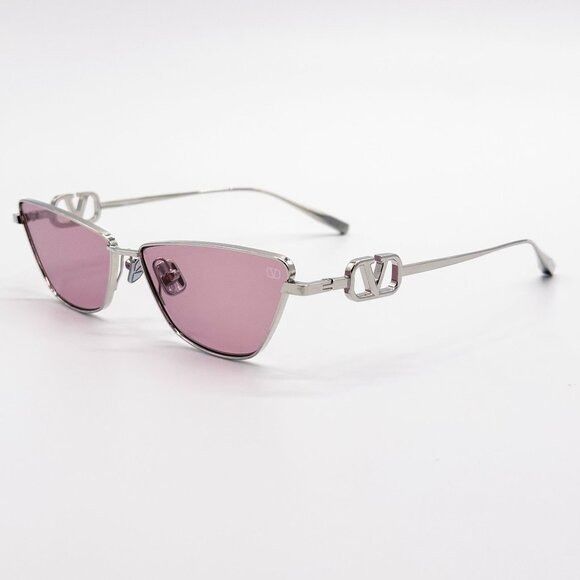 Valentino NEW VALENTINO SUNGLASSES VLS-135C SILVER/PINK WOMEN CAT EYE Size ONE SIZE - 8 Thumbnail