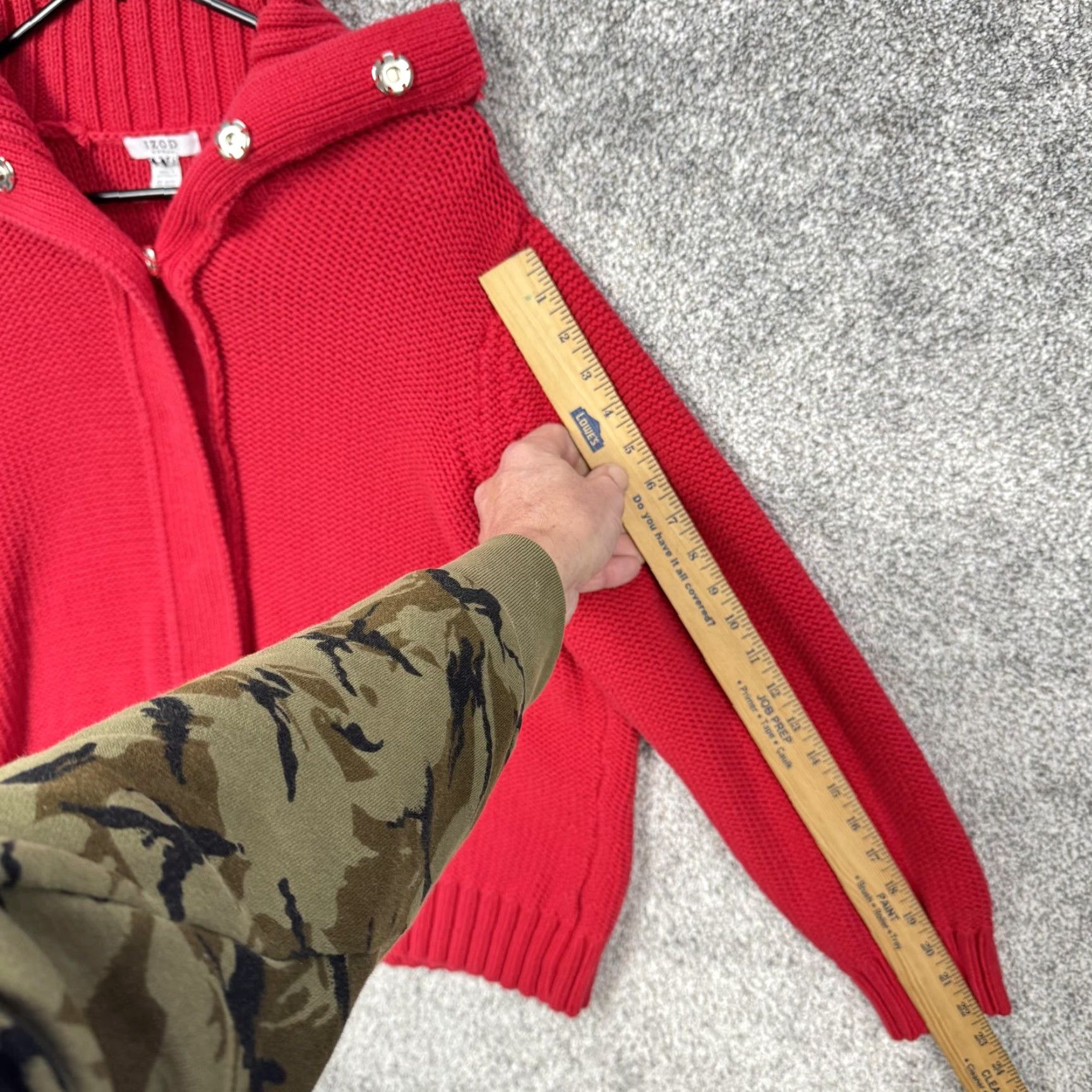 Izod VINTAGE IZOD Sweater Womens 1X Chunky Knit Snap Front Preppy Layering Grandpa Americana Size XL / US 12-14 / IT 48-50 - 3 Thumbnail