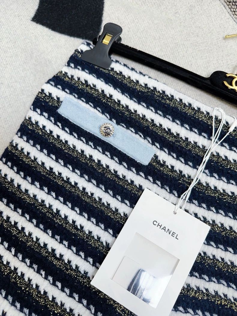 Chanel CHANEL 22B Blue White Stripe Knit Pants Size 35" - 3 Thumbnail