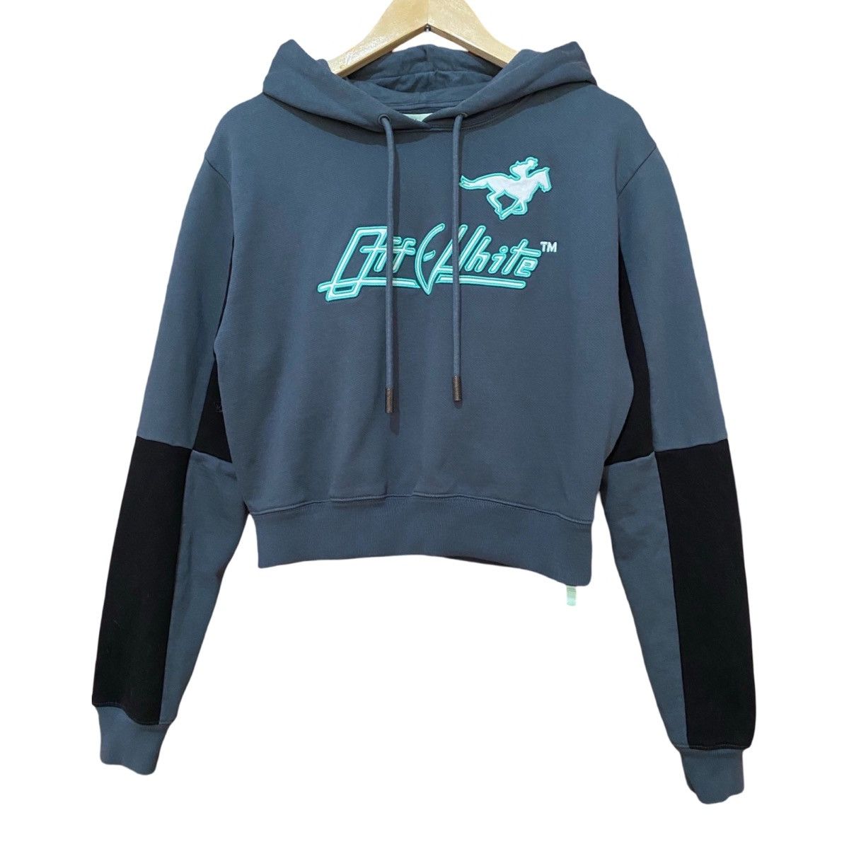 Off-White Off-White Off White Jockey Embroidered Crop Hoodie Size XS / US 0-2 / IT 36-38 - 1 Thumbnail