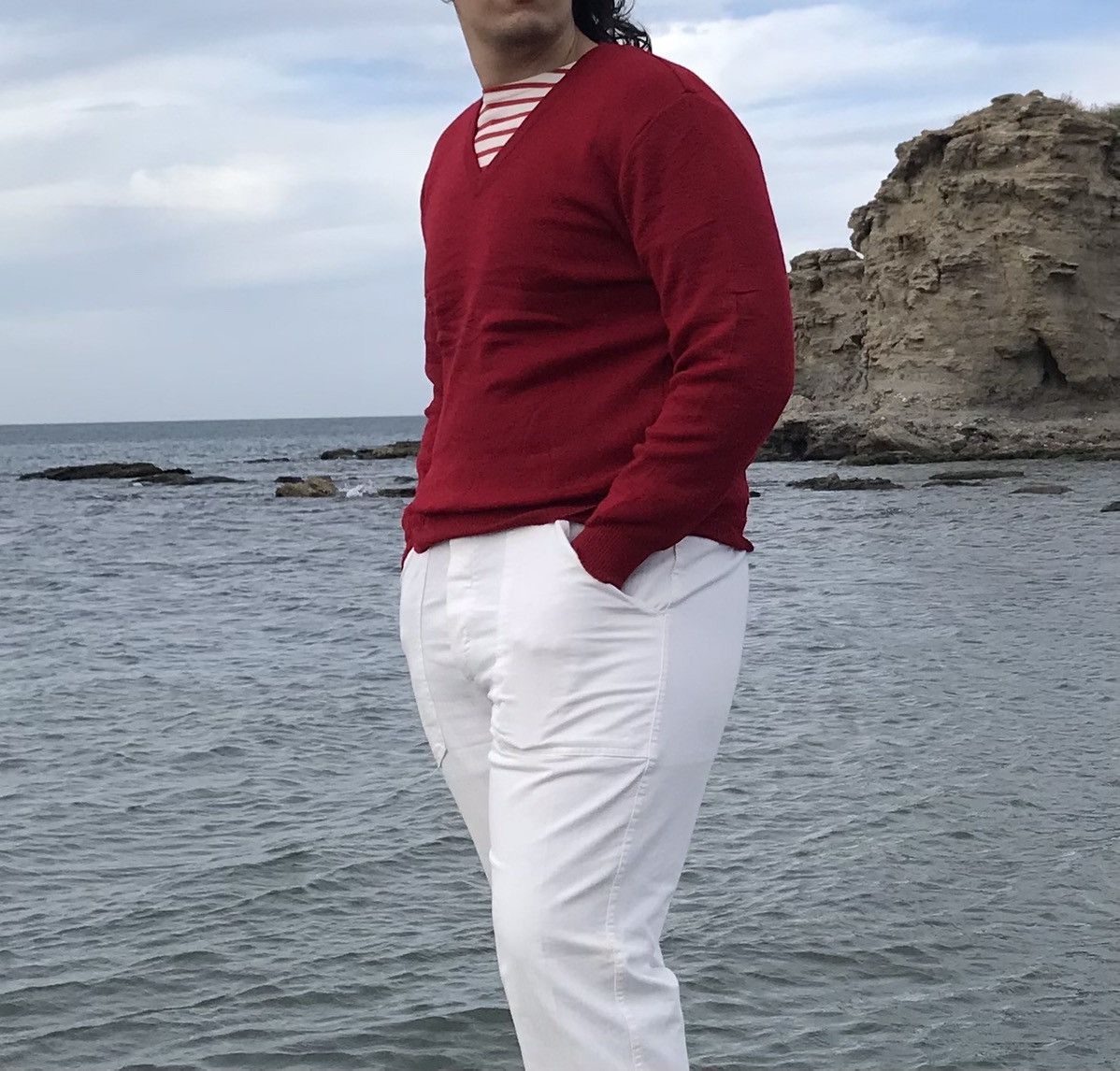 Saint James SAINT JAMES PURE WOOL MADE IN FRANCE DEEP V NECK Size US M / EU 48-50 / 2 - 6 Thumbnail
