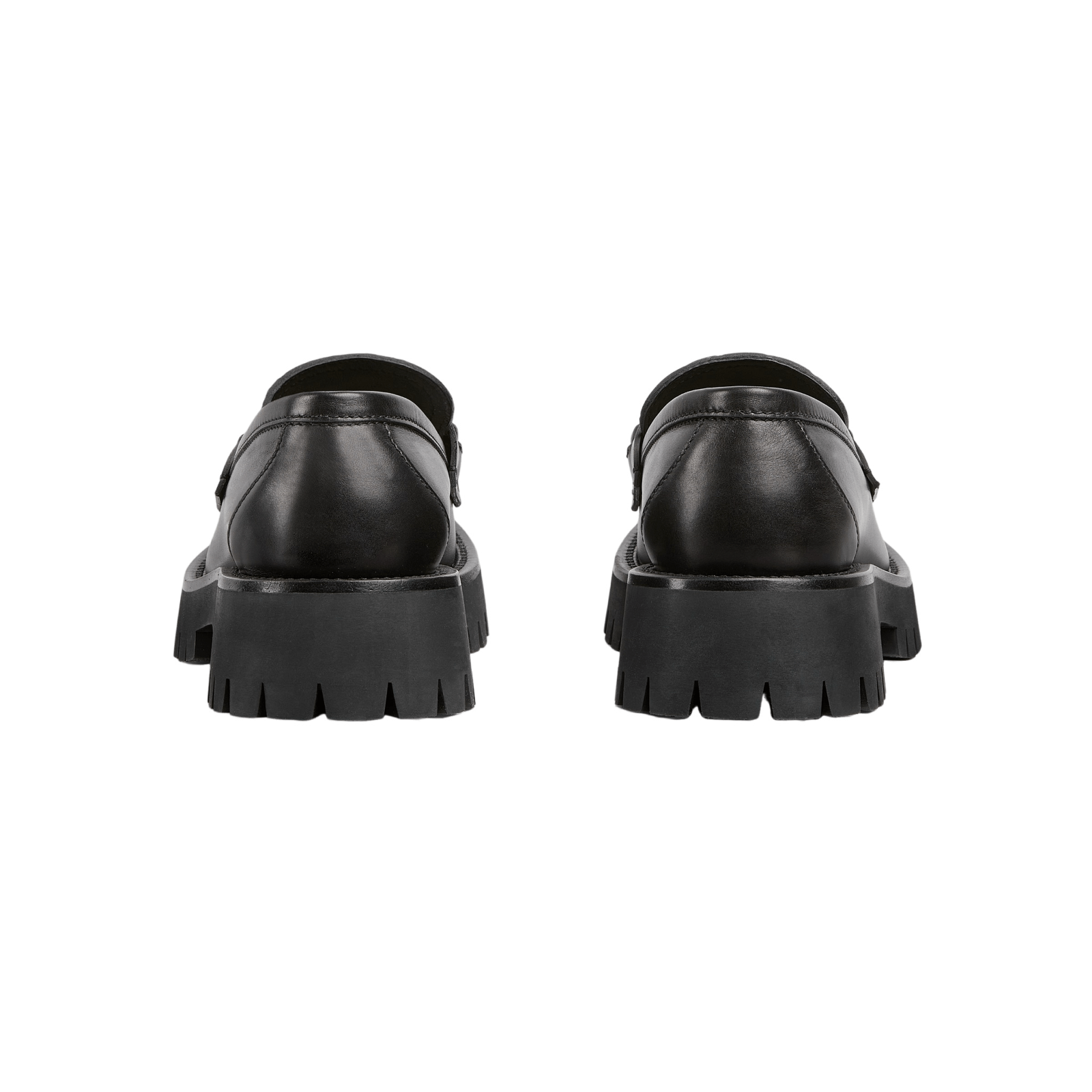 GUCCI Women's Black GG Leather Horsebit Lug Sole Loafers
